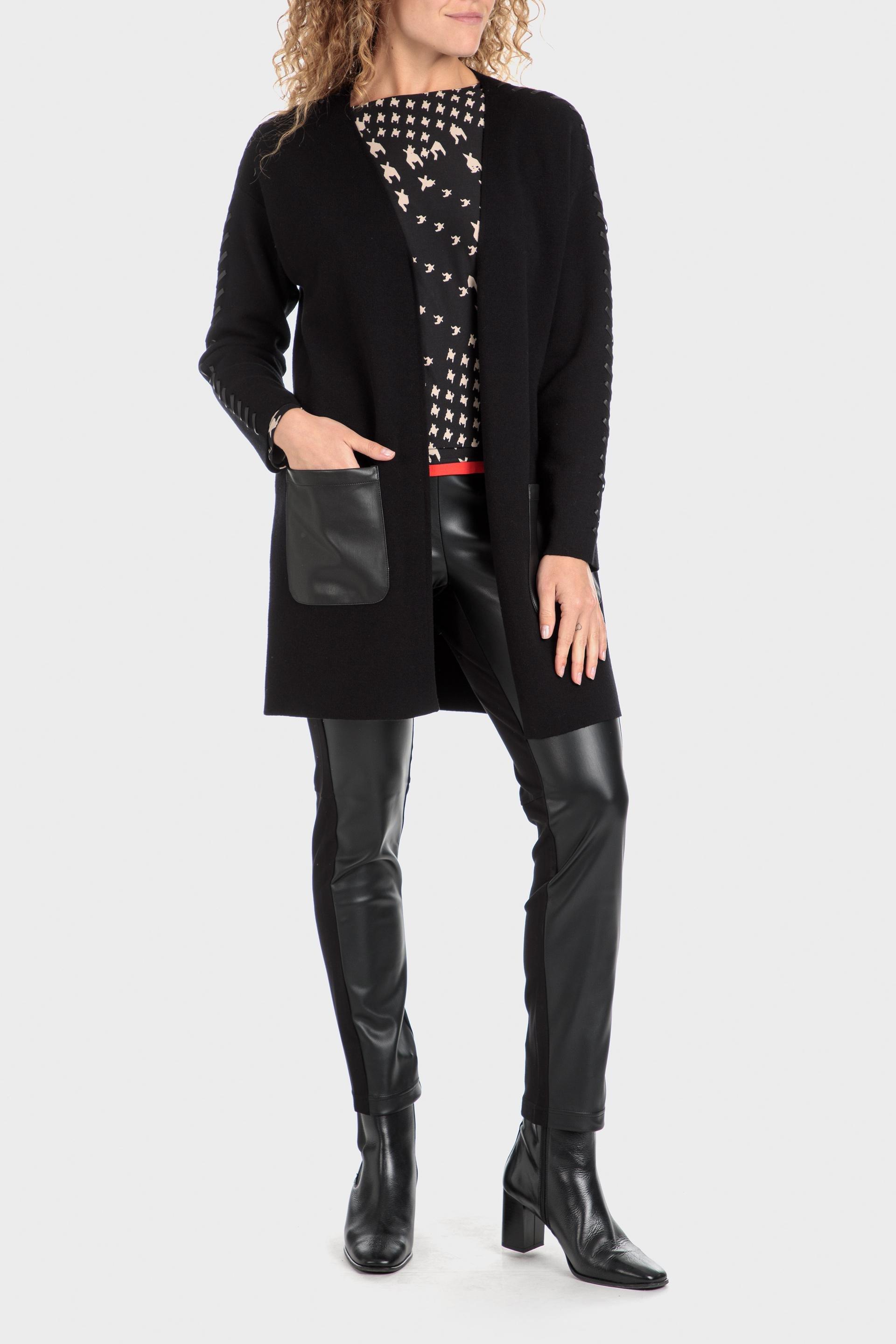 Black Long Pockets Cardigan, , large image number 0