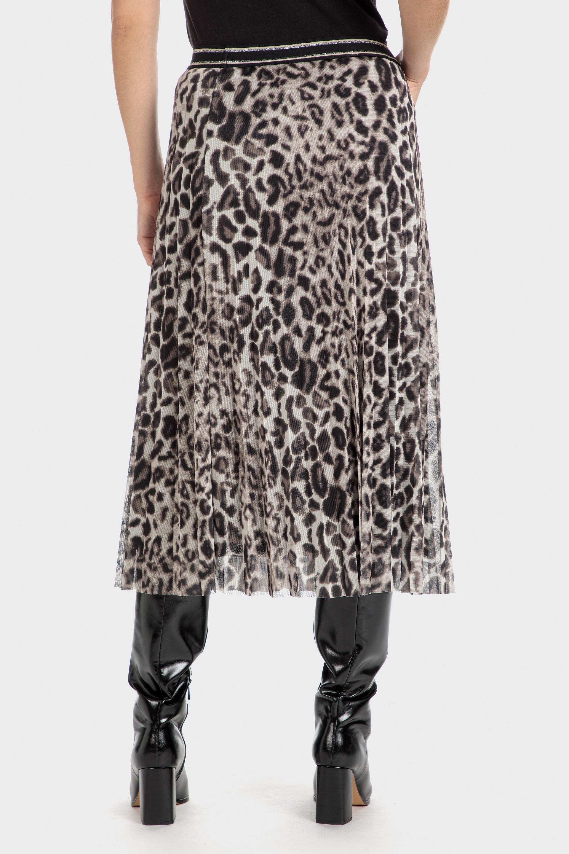 Beige Animal Print Midi Skirt, Brown, large image number 3