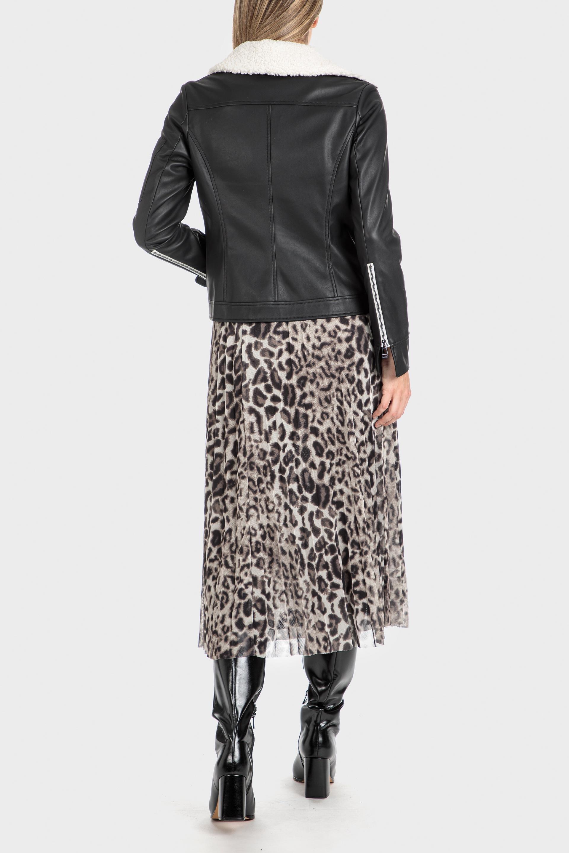 Beige Animal Print Midi Skirt, Brown, large image number 6