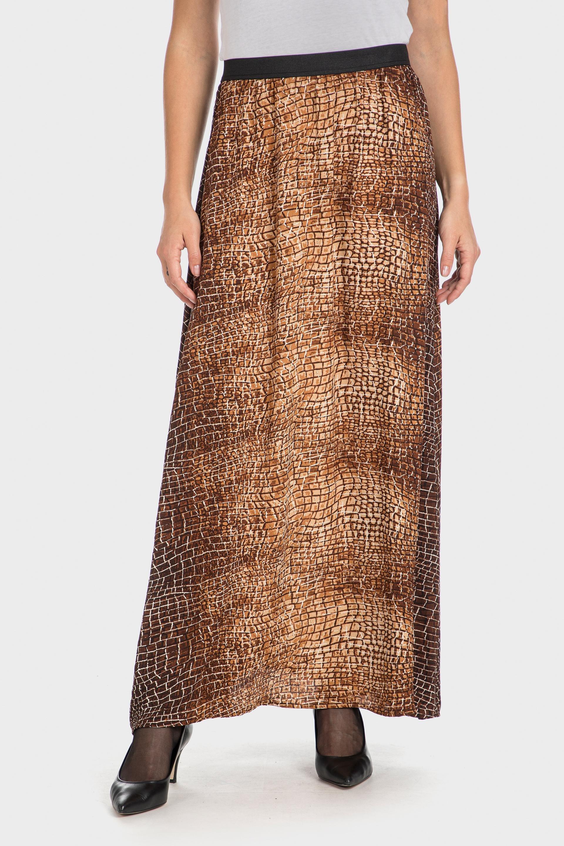 Brown Long Printed Skirt, , large image number 1