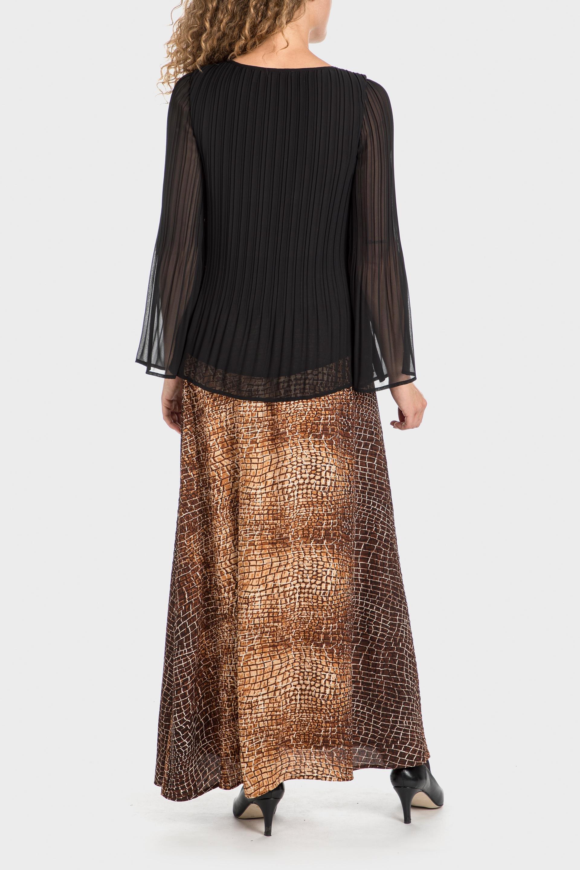 Brown Long Printed Skirt, , large image number 3
