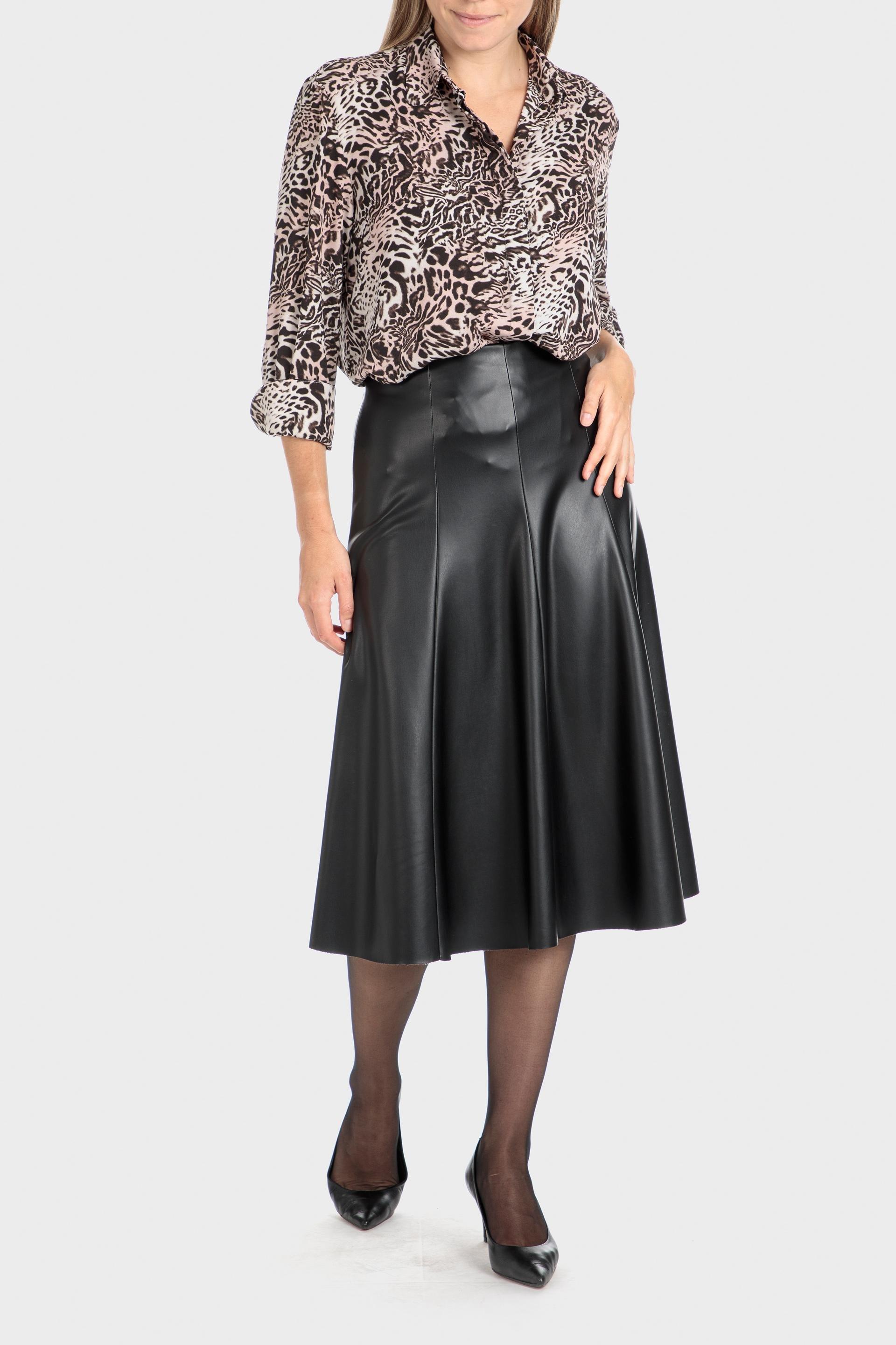 Black Leather Skirt, Black, large image number 3