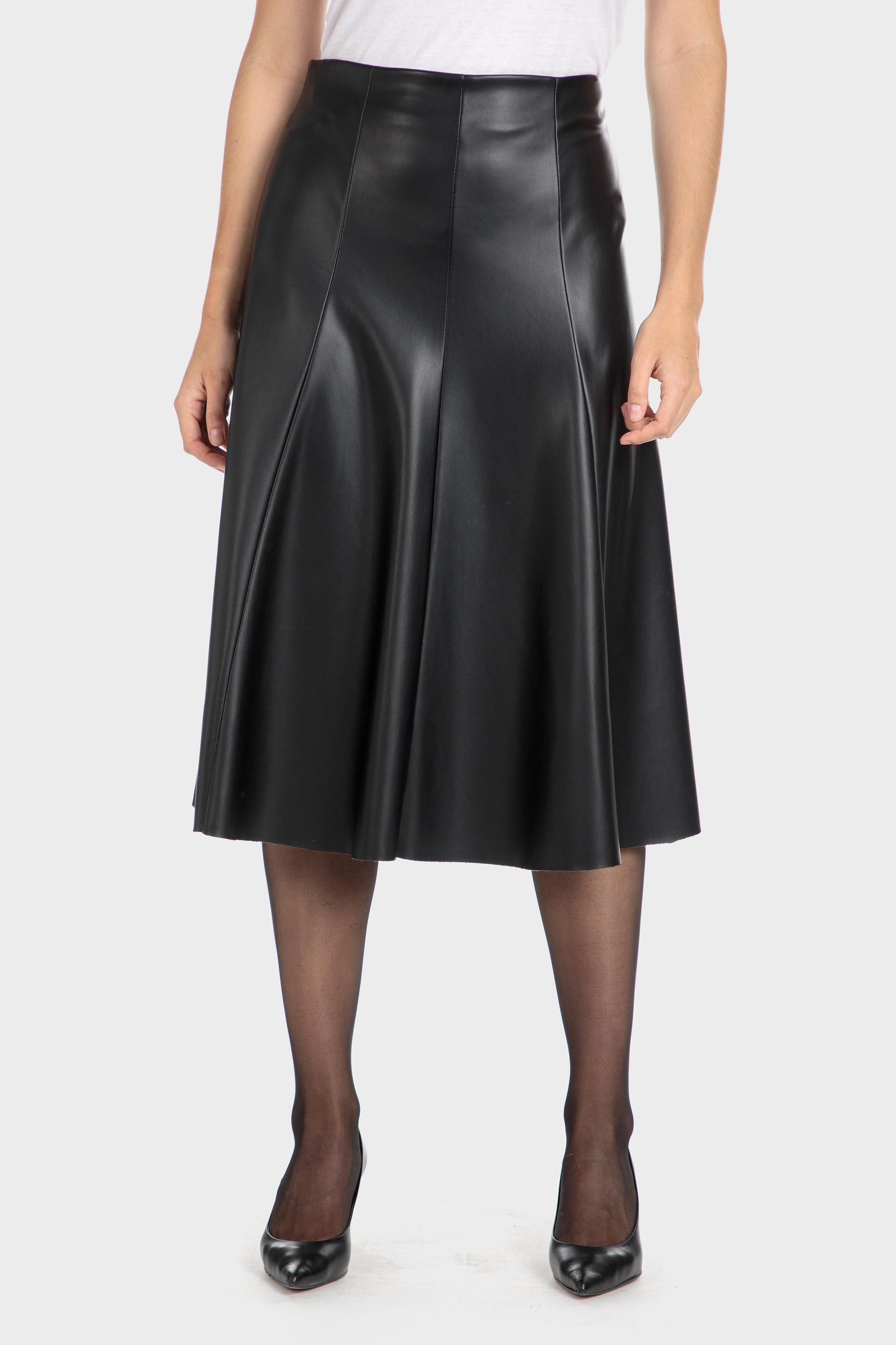 Black Leather Skirt, Black, large image number 4