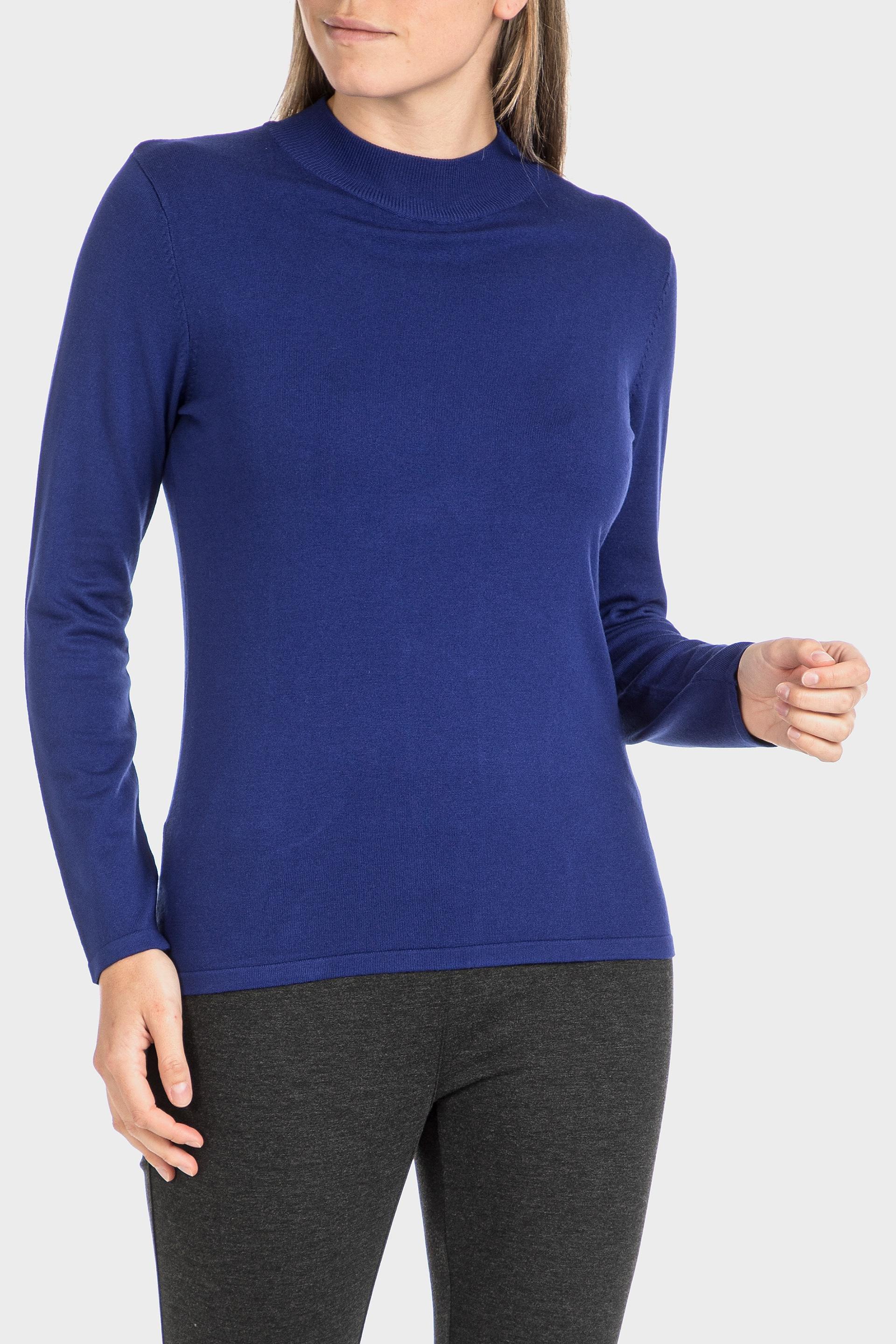 Blue Basic Semi Turtleneck Sweater, , large image number 0