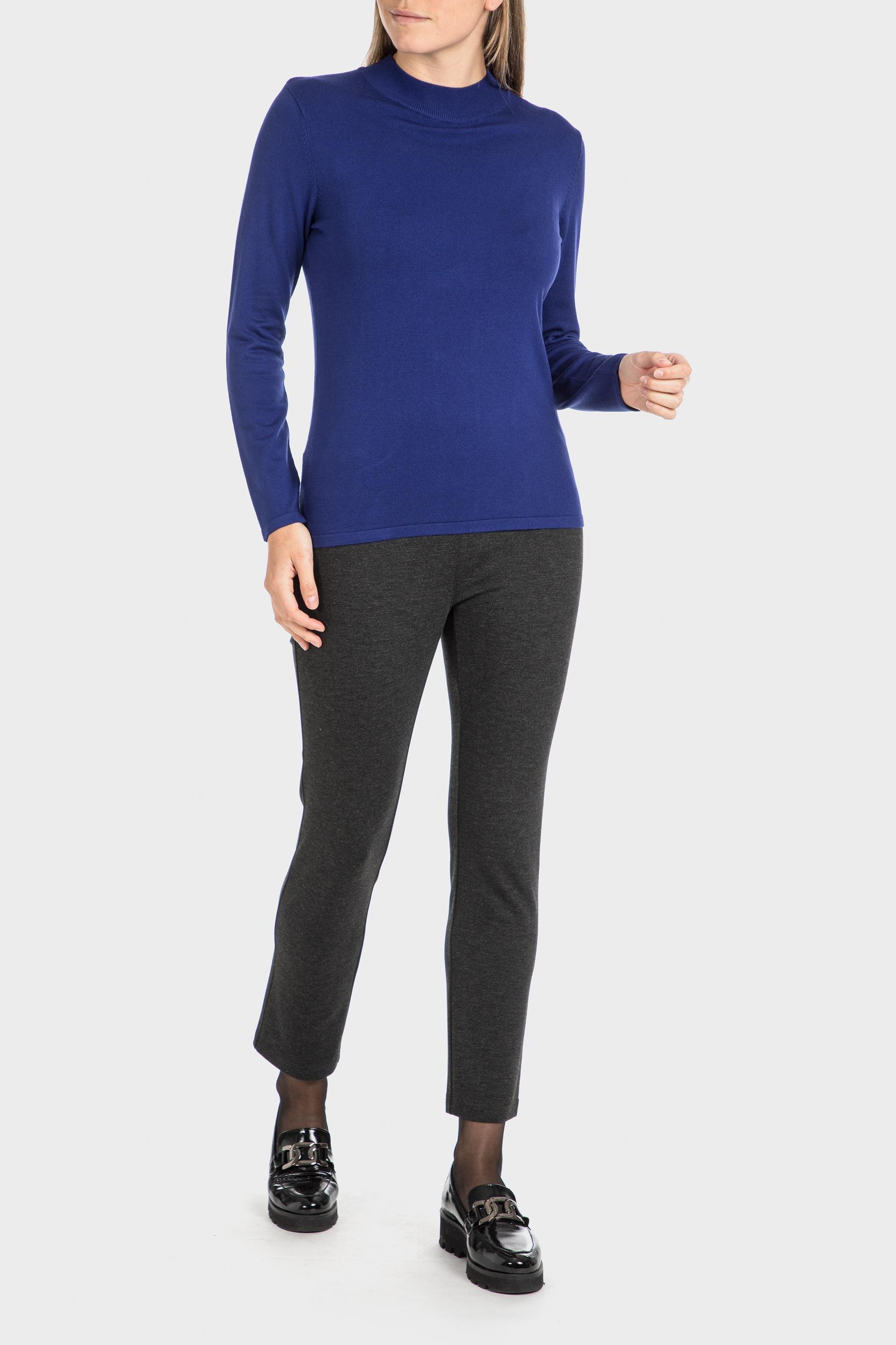 Blue Basic Semi Turtleneck Sweater, , large image number 1