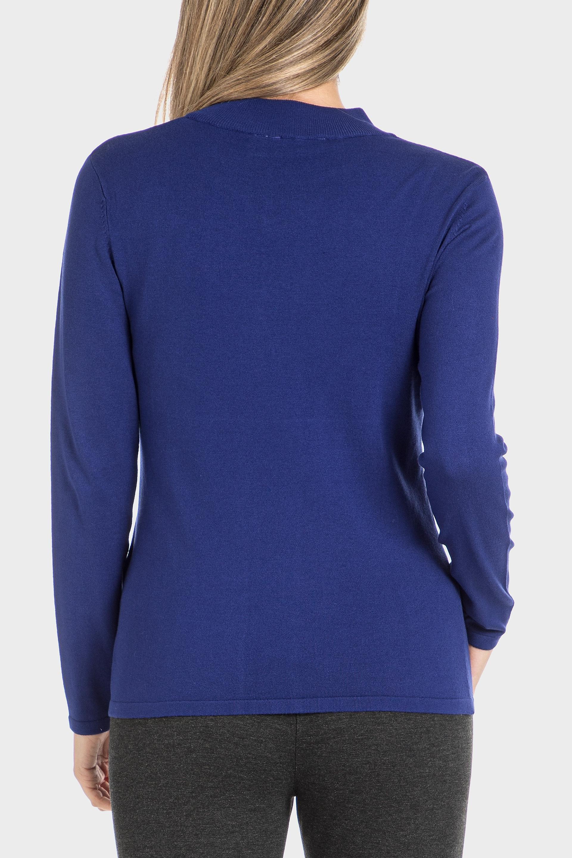 Blue Basic Semi Turtleneck Sweater, , large image number 2