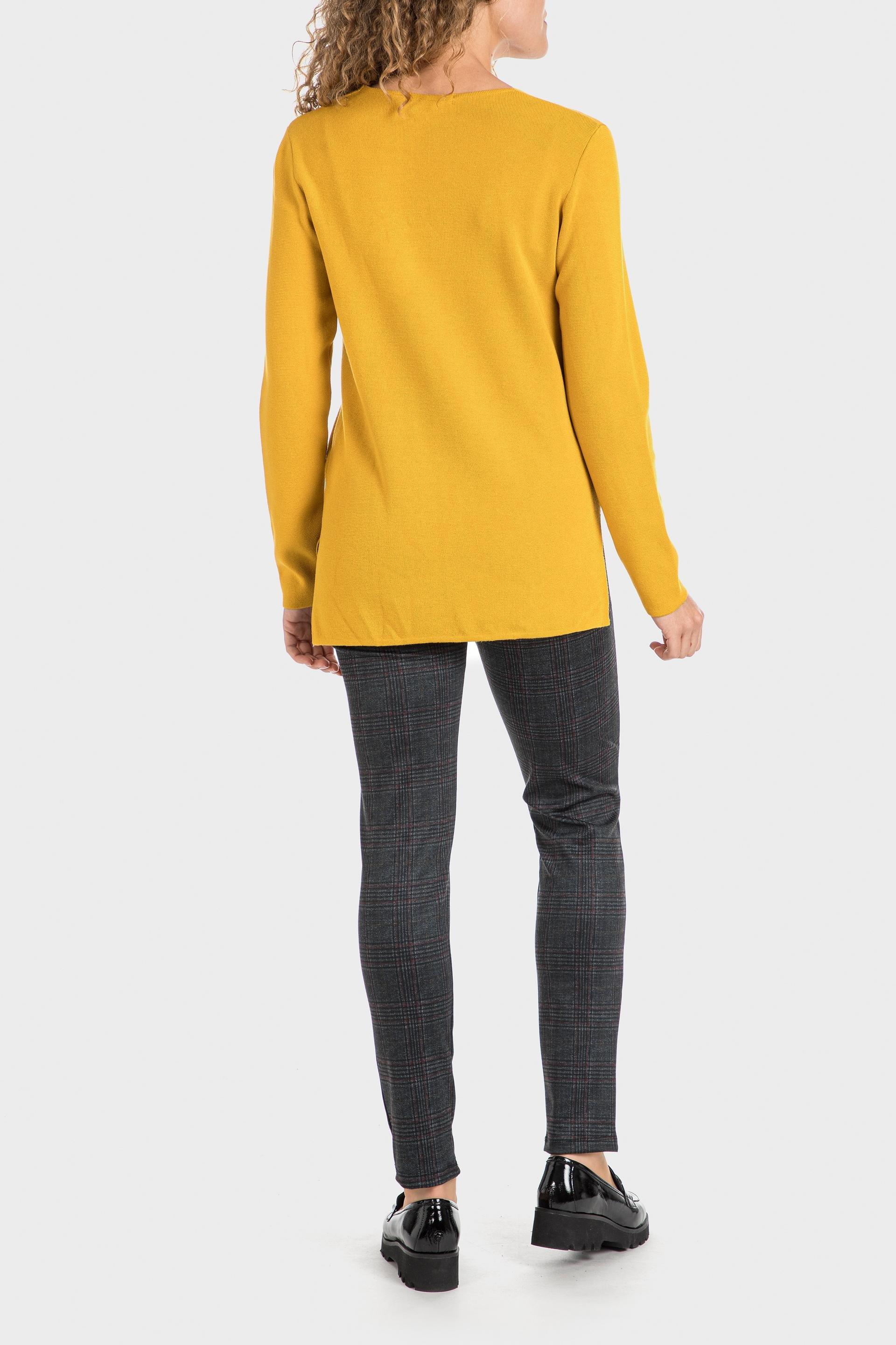 Yellow V-Neck Sweatshirt, Yellow Mustard, large image number 6