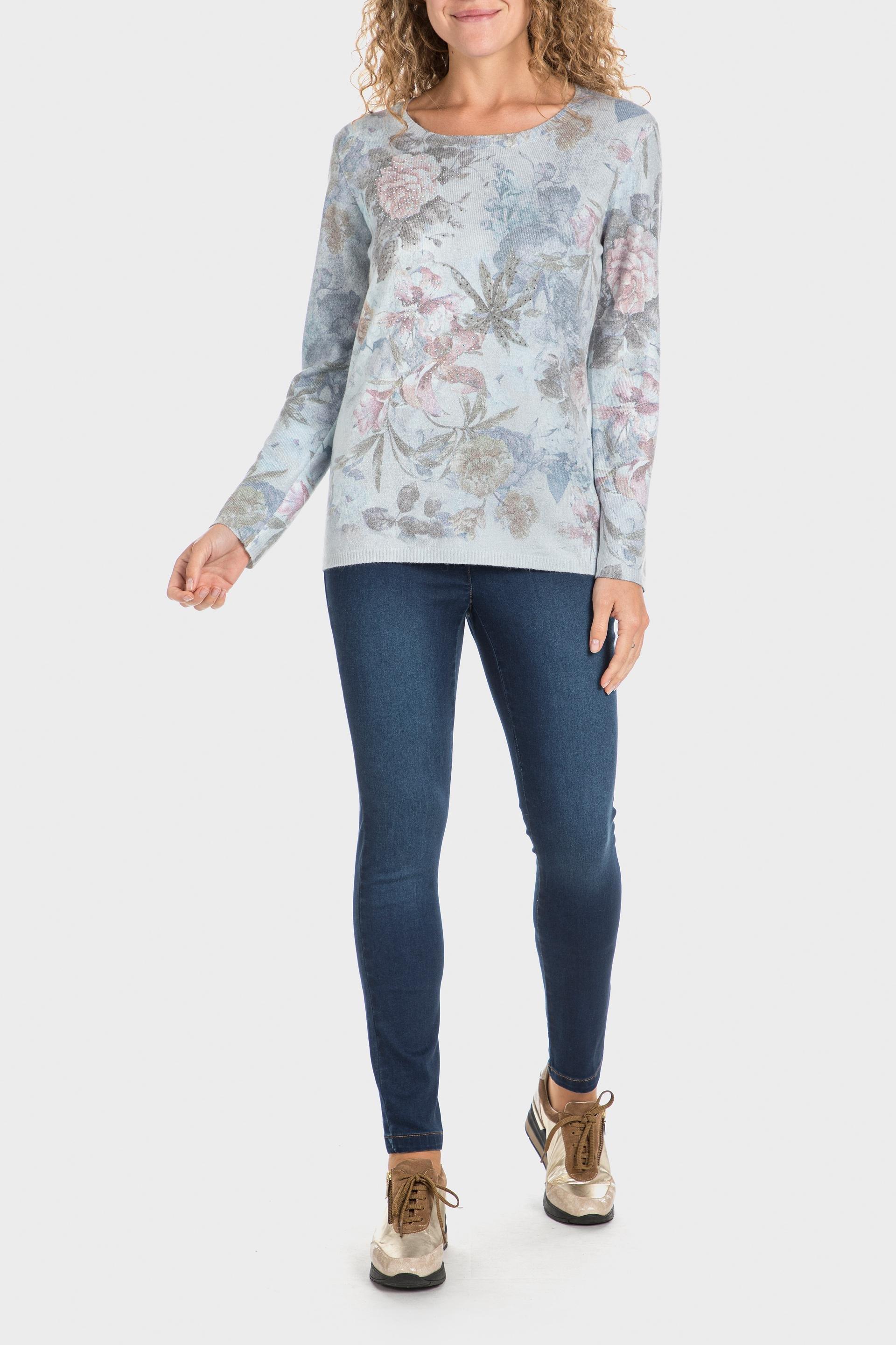 Blue Rhinestone Print Sweatshirt, , large image number 0