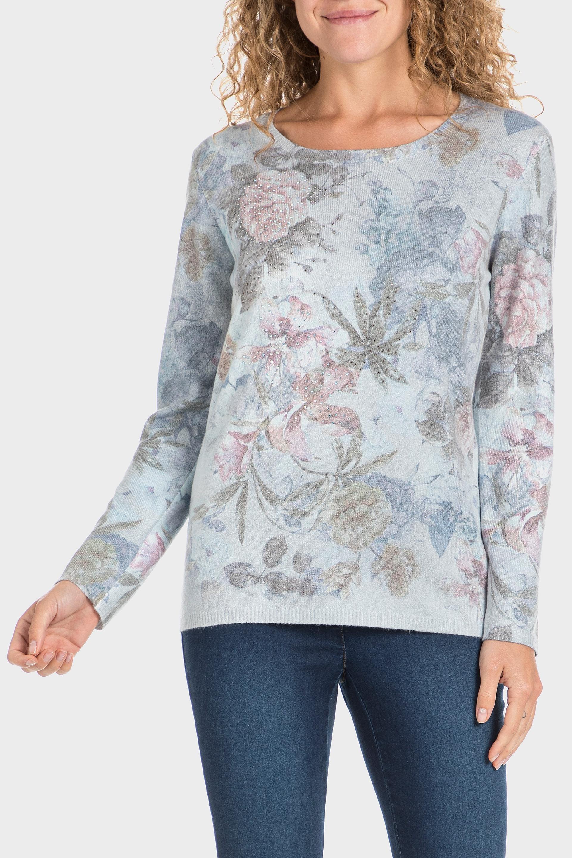 Blue Rhinestone Print Sweatshirt, , large image number 4