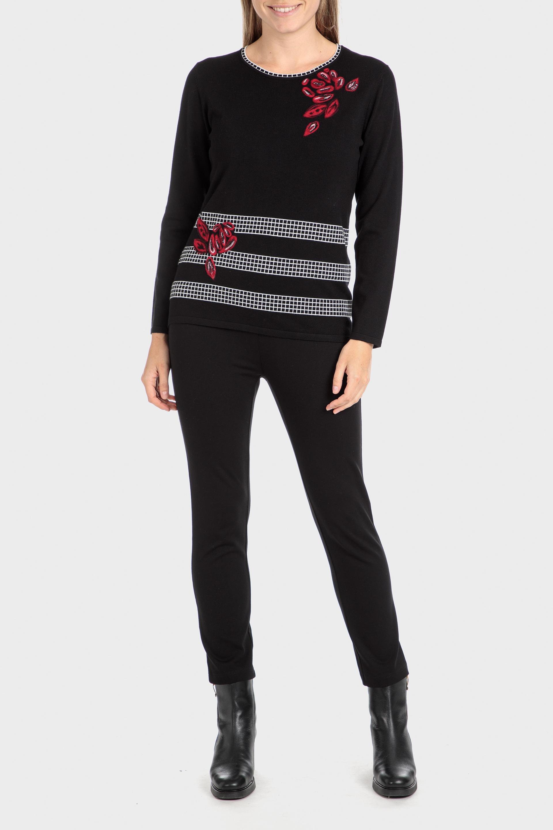 Black Embroidered Sweater, , large image number 0