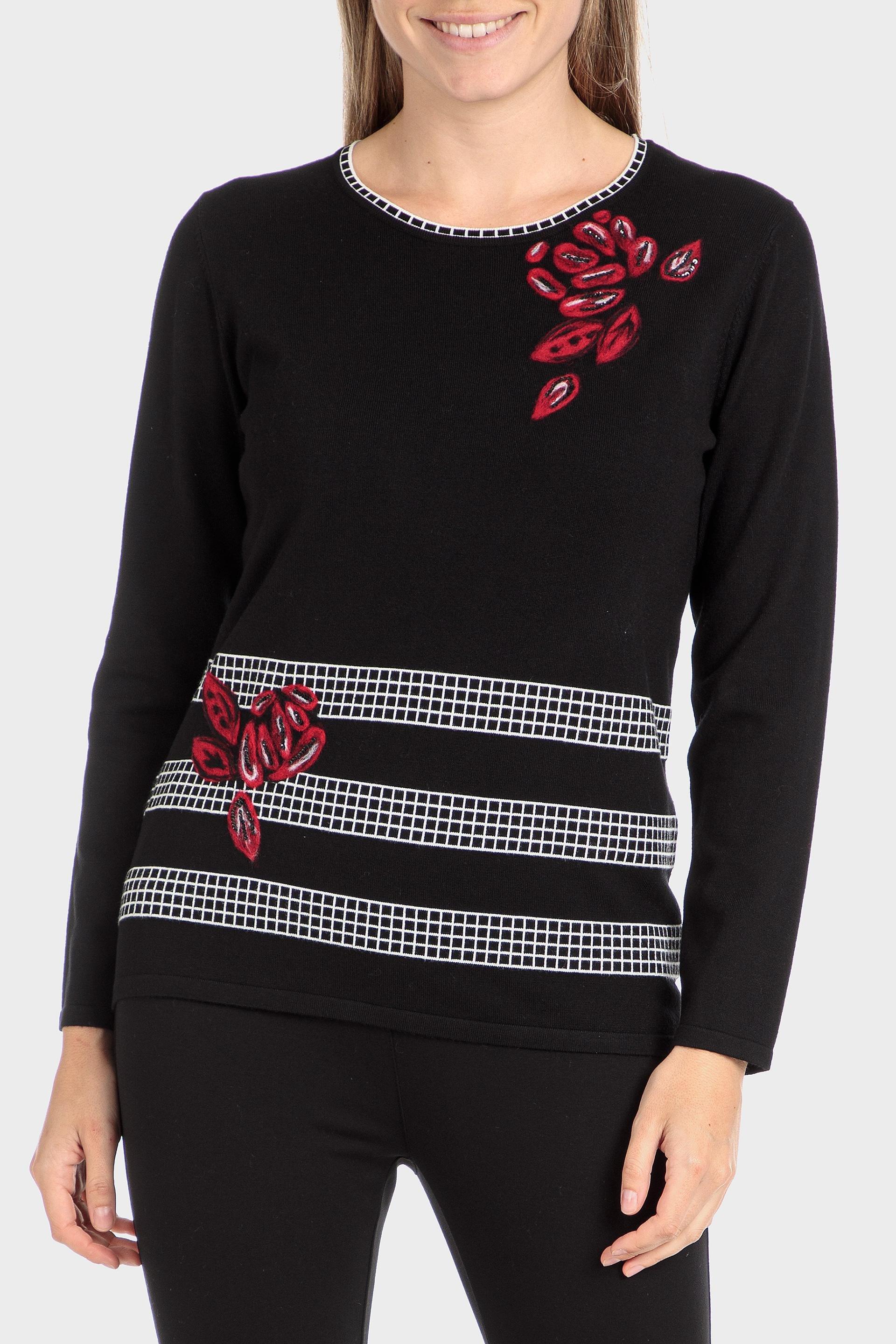 Black Embroidered Sweater, , large image number 1