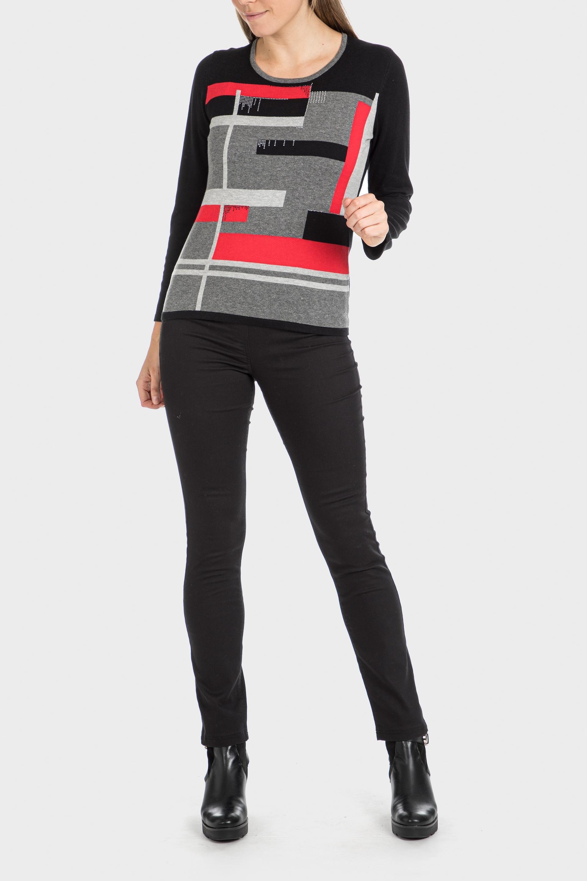 Black Rhinestone Intarsia Sweatshirt, , large image number 0