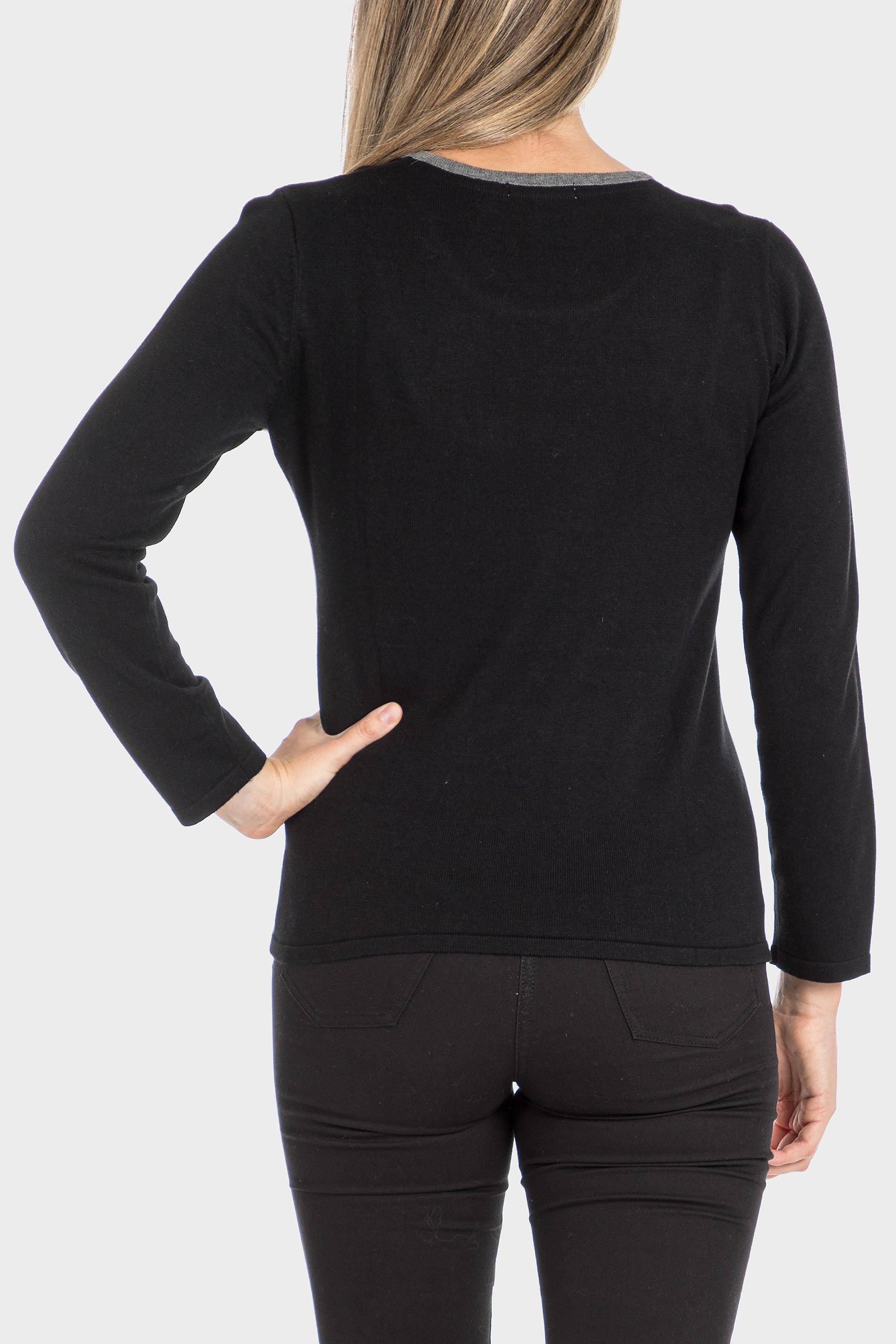 Black Rhinestone Intarsia Sweatshirt, , large image number 2
