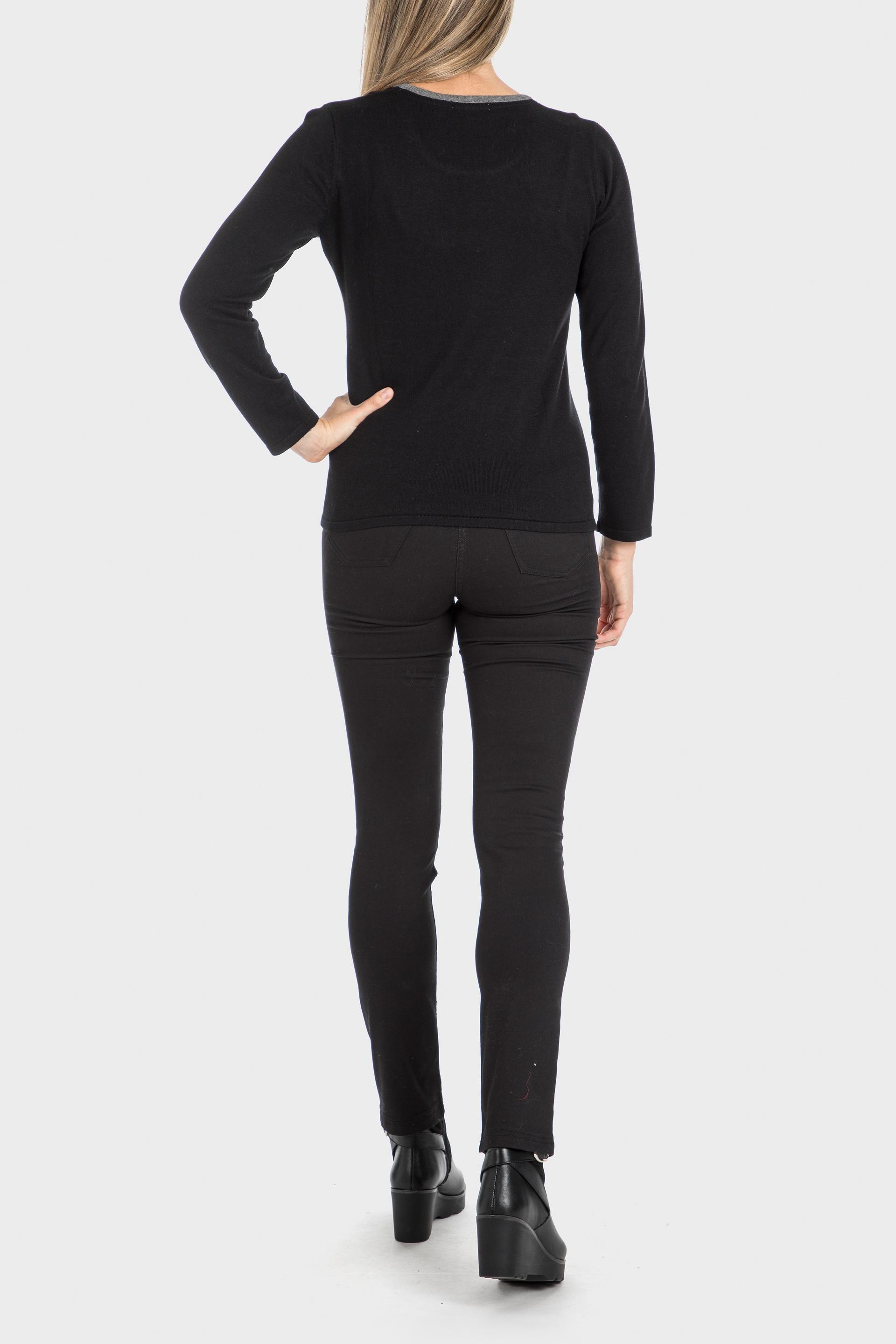 Black Rhinestone Intarsia Sweatshirt, , large image number 3