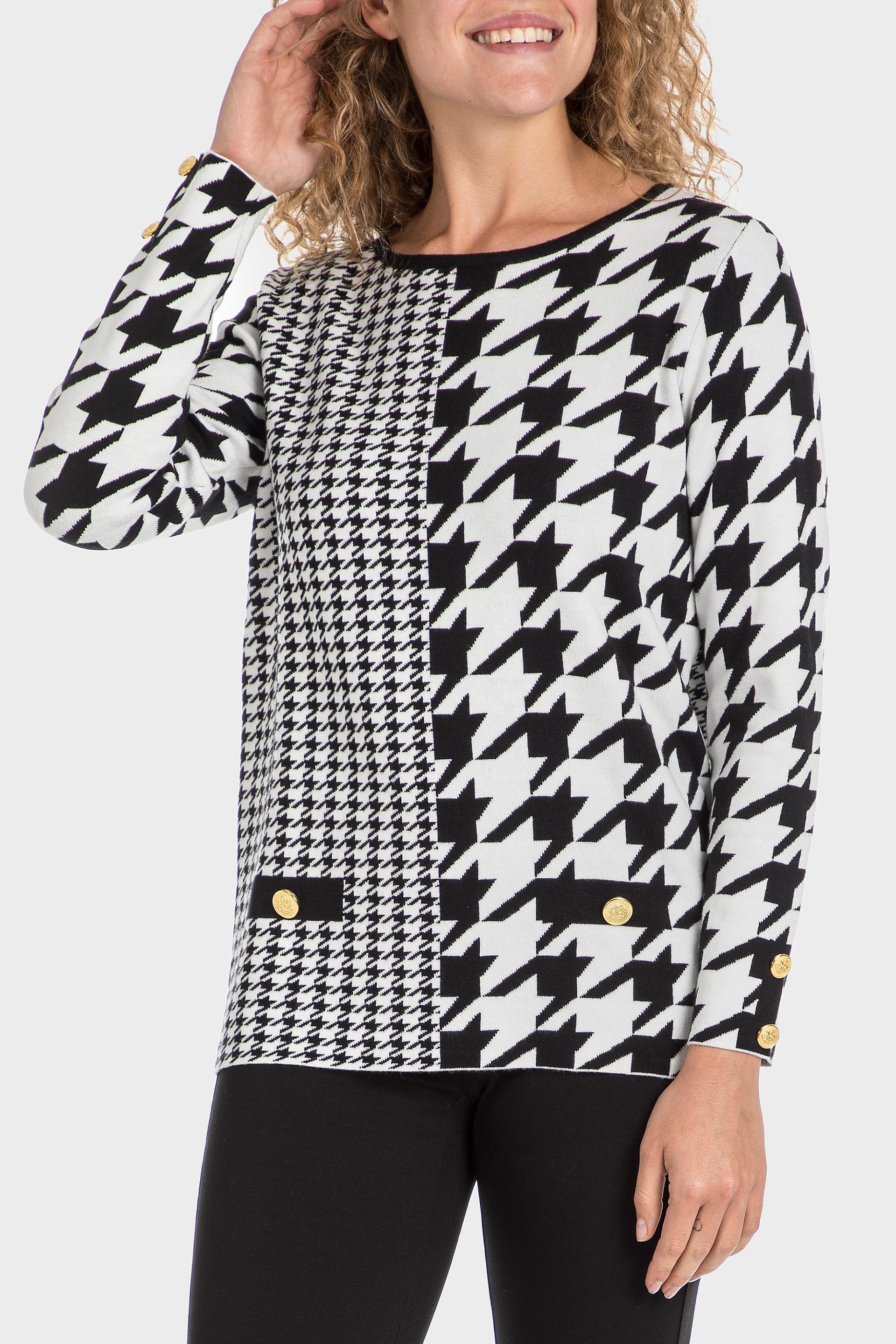 Multicolour Houndstooth Sweater, , large image number 1