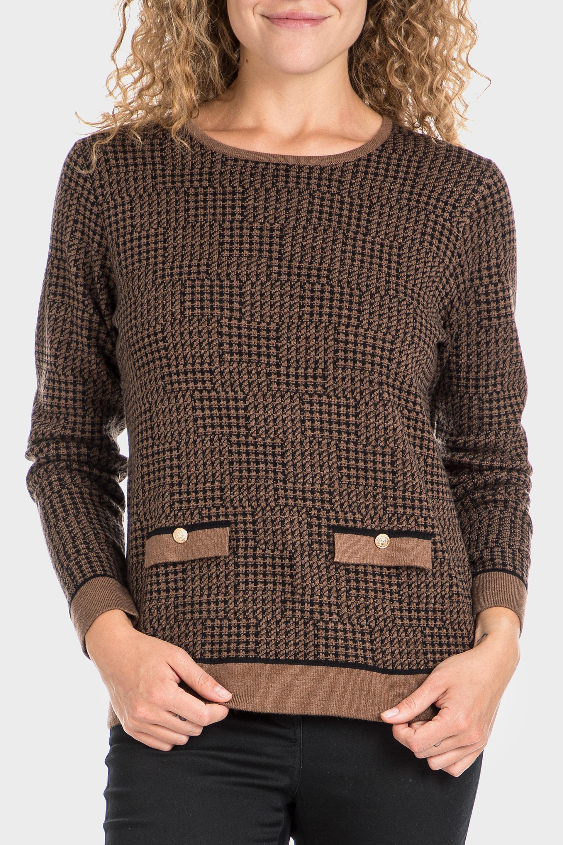 Brown Houndstooth Sweater, , large image number 0