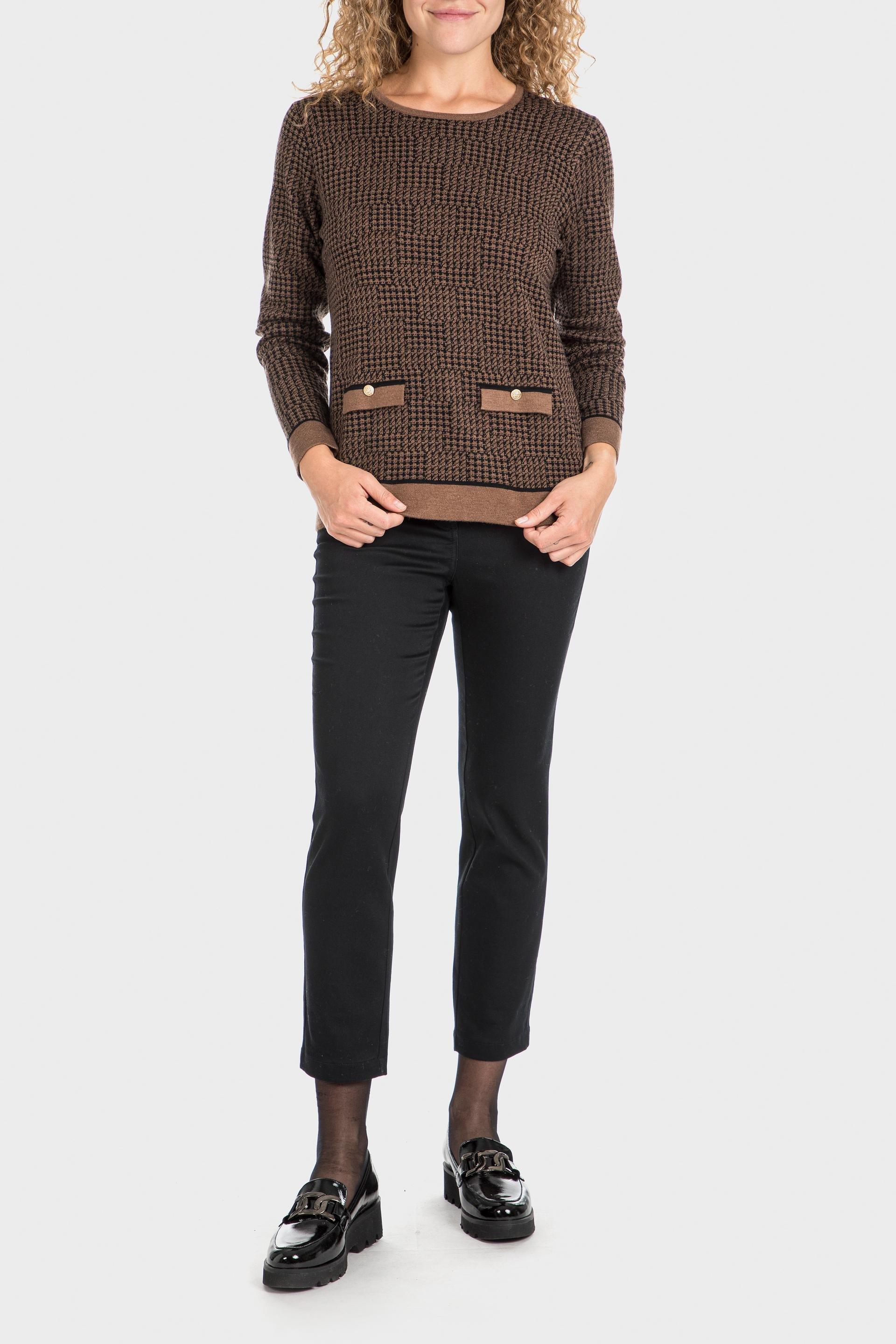 Brown Houndstooth Sweater, , large image number 1