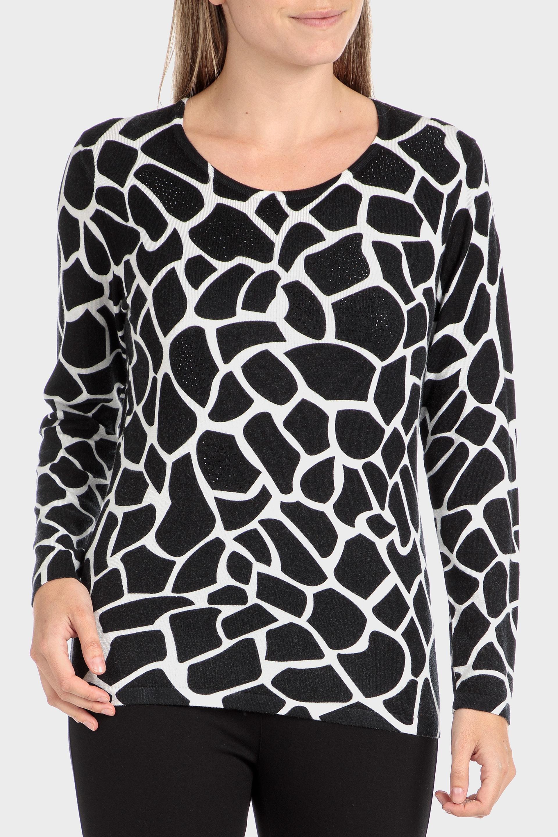 Multicolour Printed Sweater, Black, large image number 0