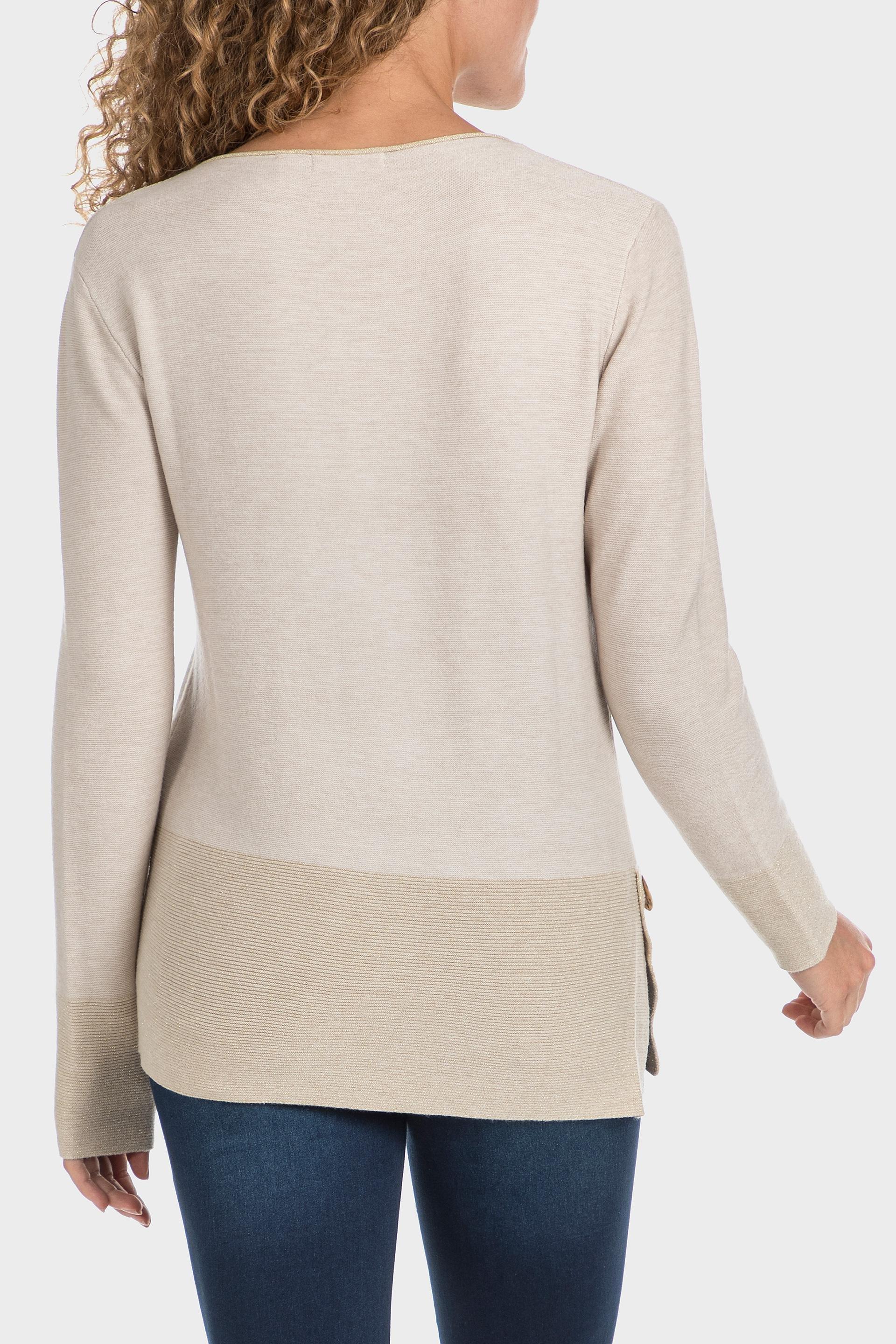 Beige Metallic Thread Sweater, , large image number 1