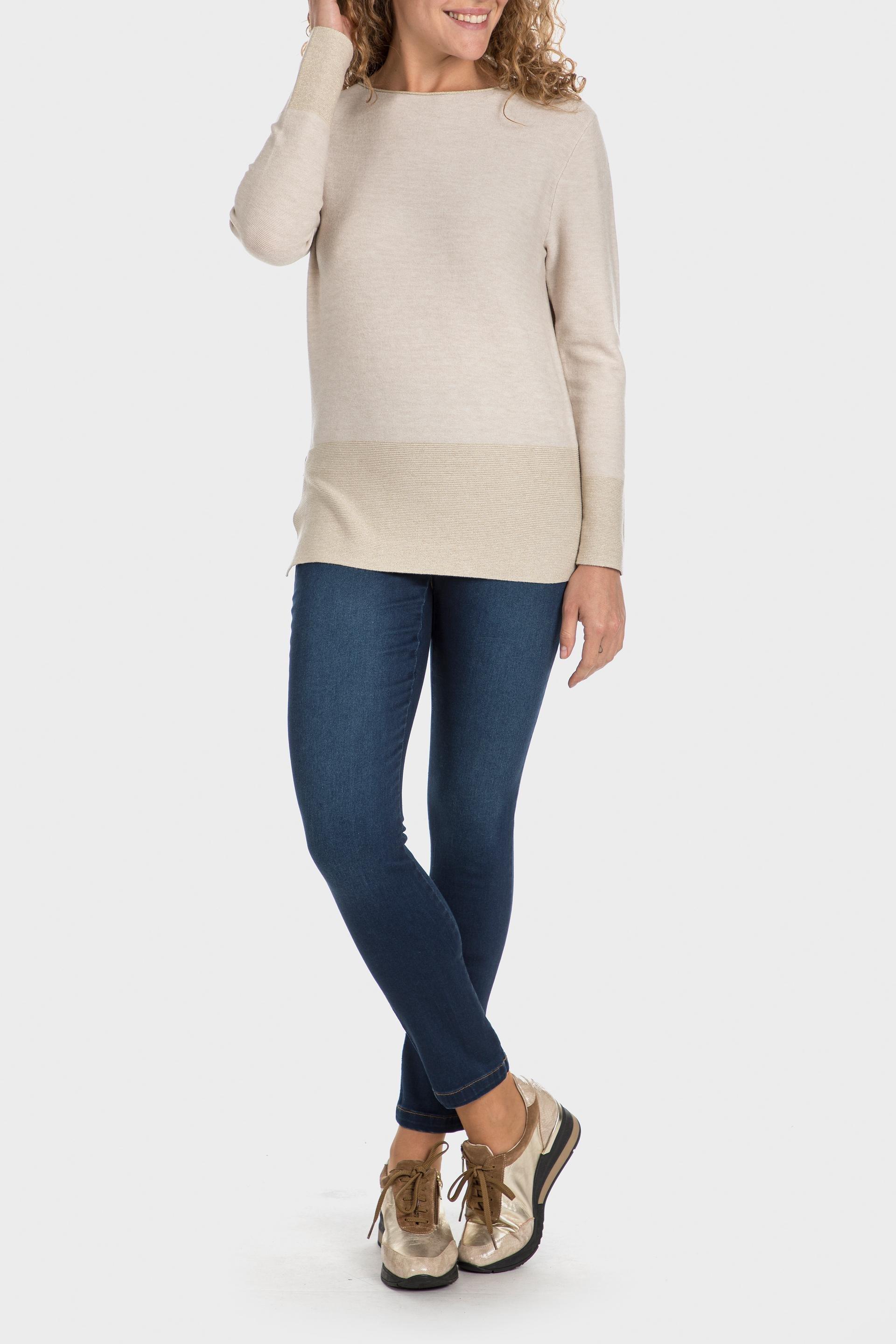 Beige Metallic Thread Sweater, , large image number 2