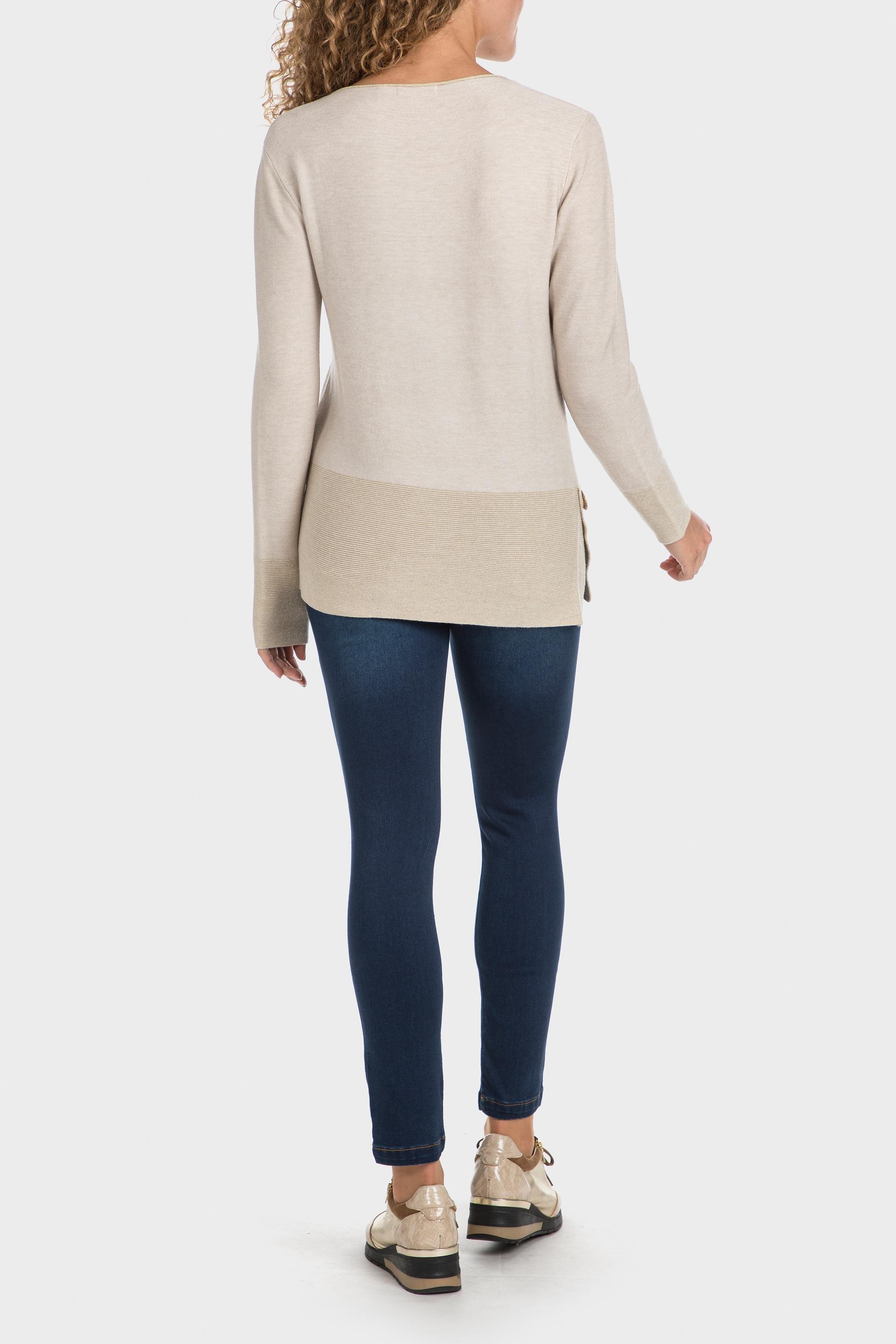 Beige Metallic Thread Sweater, , large image number 3