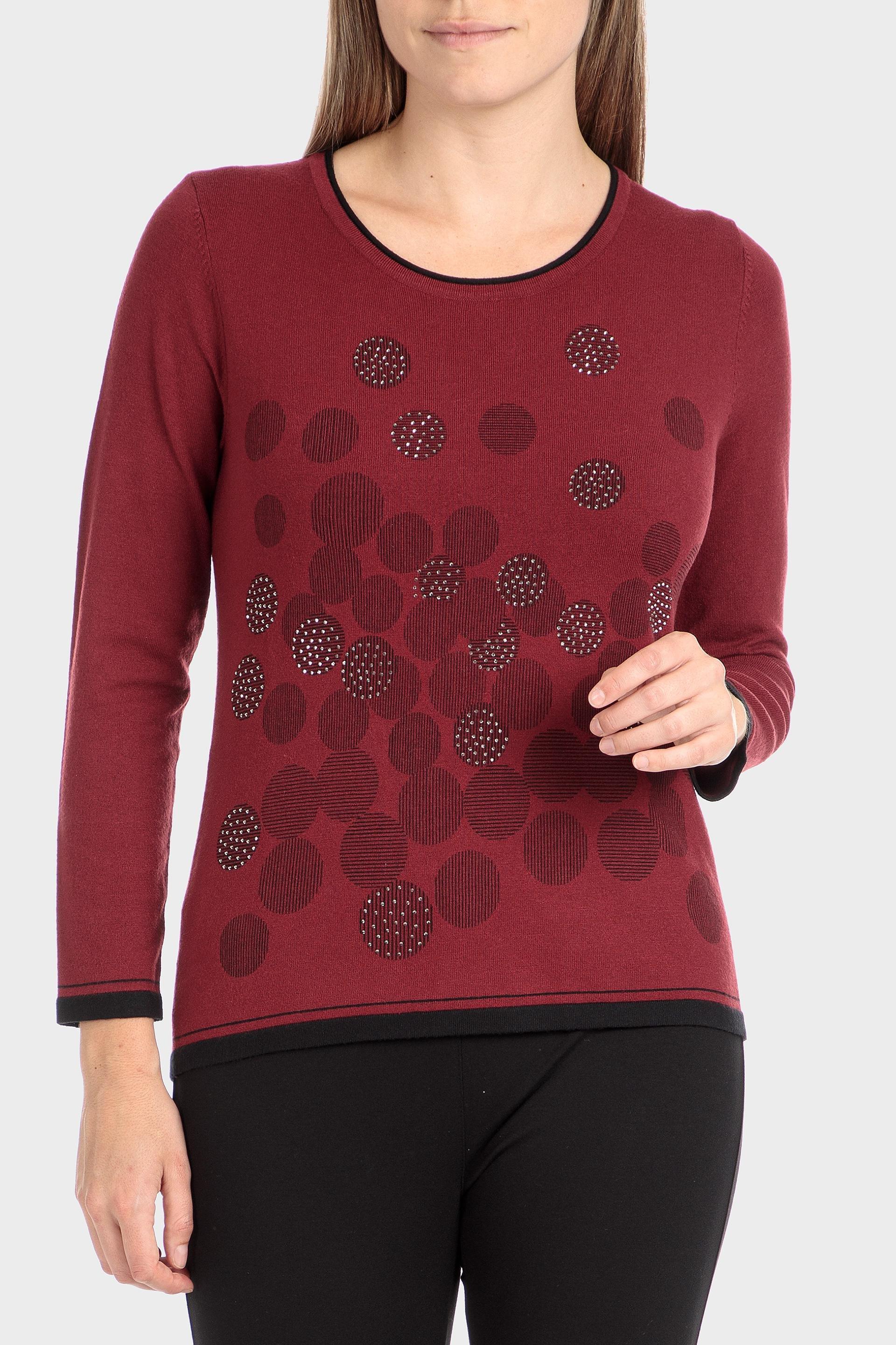 Red Printed Sweater, , large image number 1