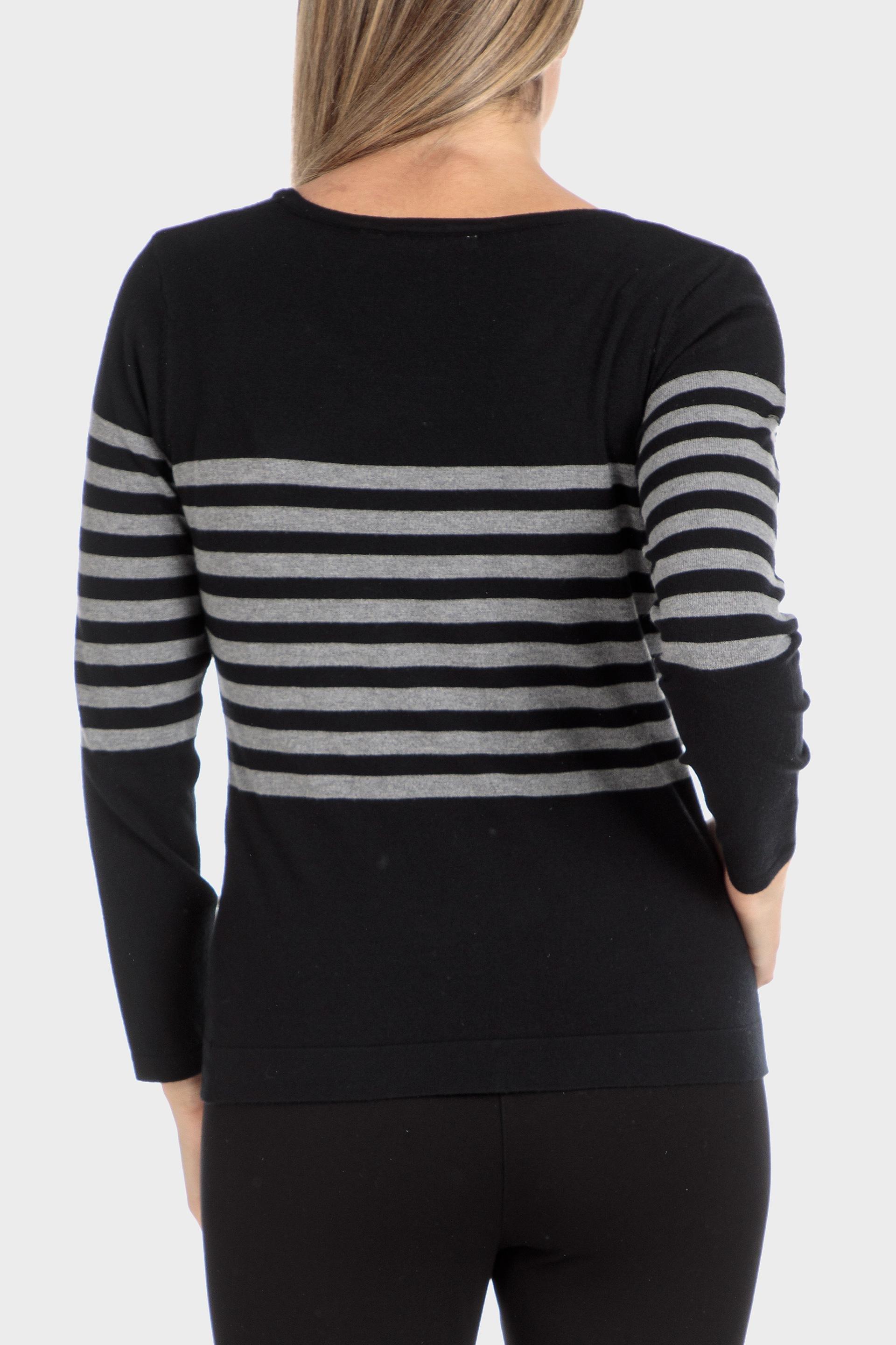 Black Striped Sweater With Sequins, , large image number 0