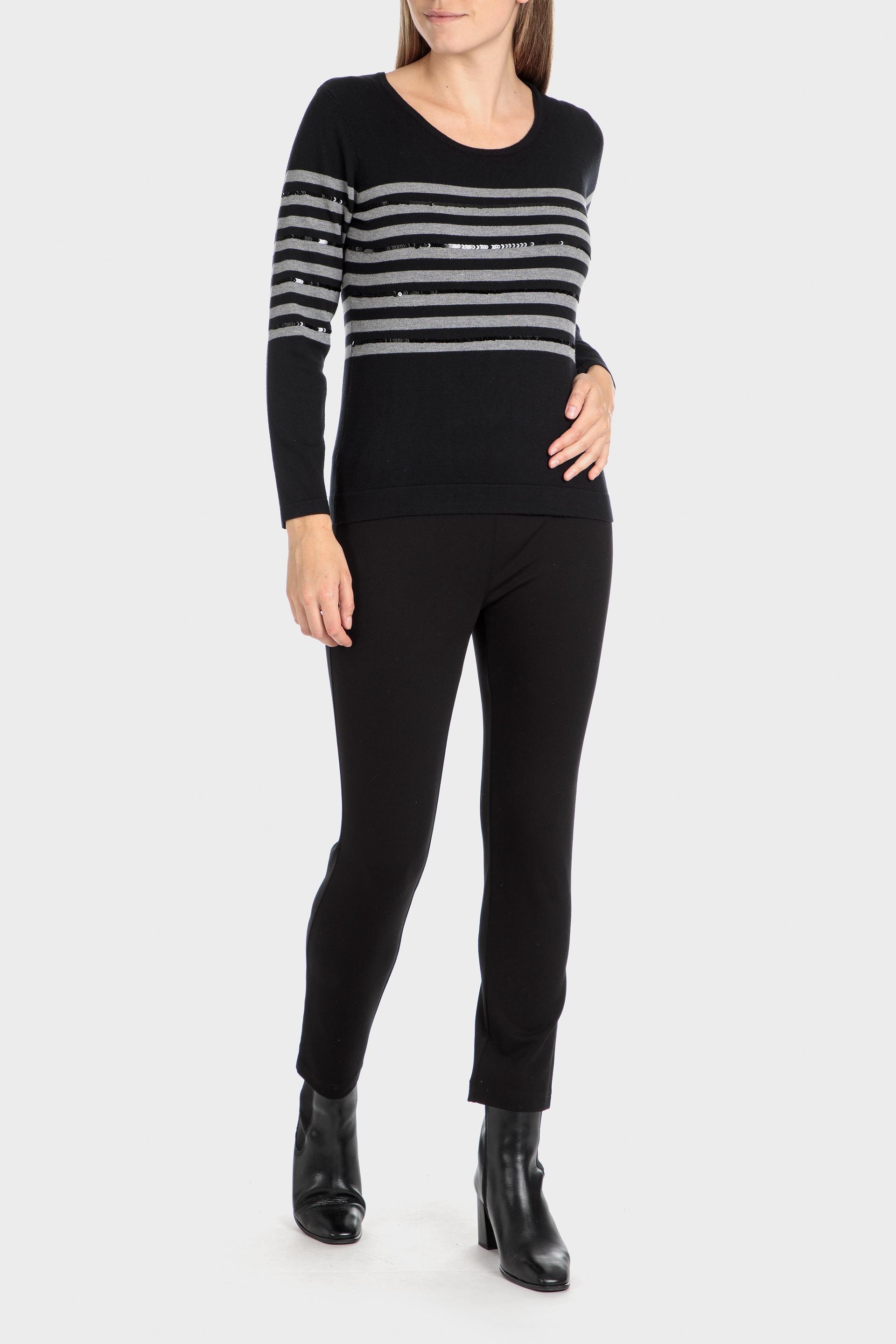 Black Striped Sweater With Sequins, , large image number 2