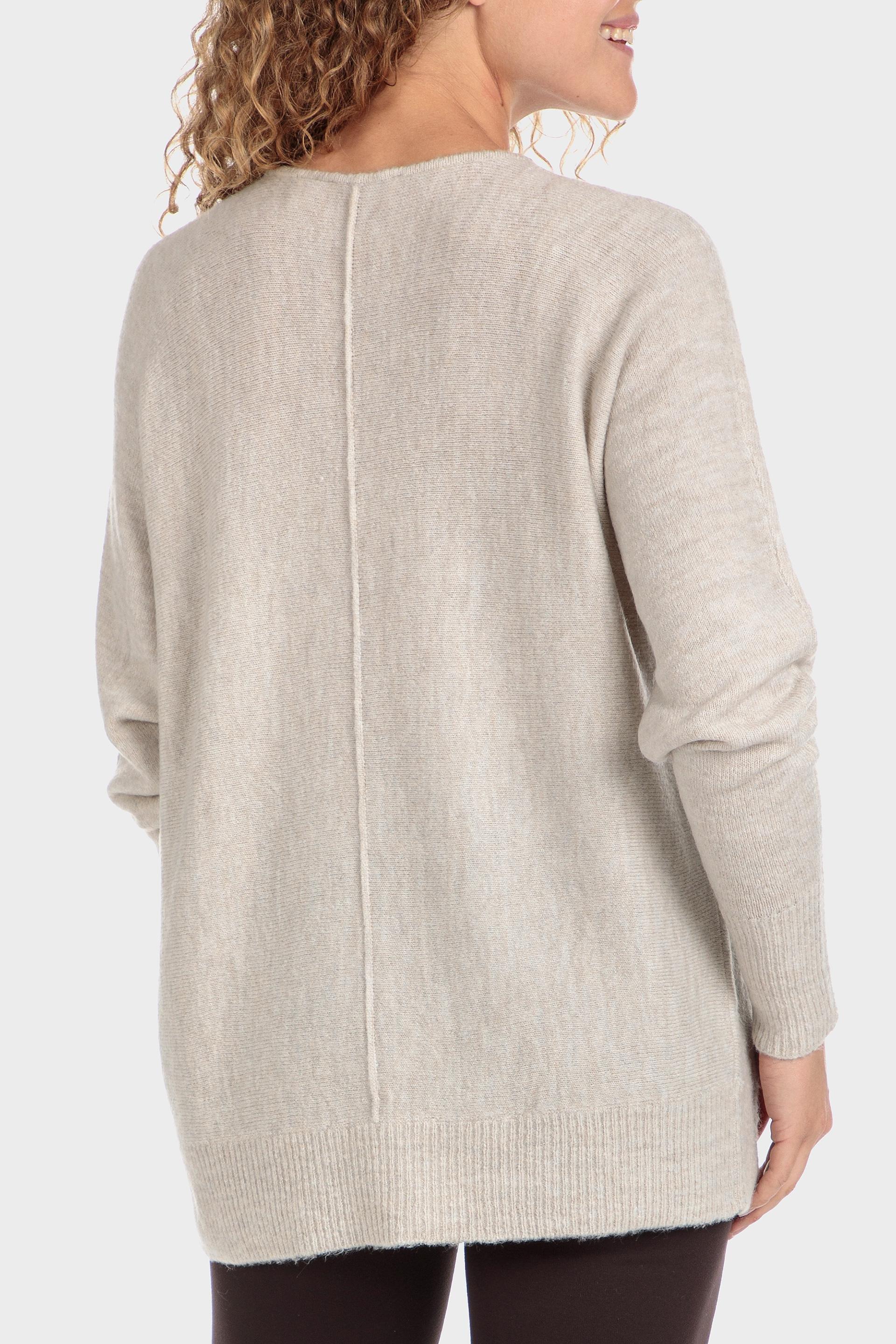 Beige V Neck Sweater, , large image number 3
