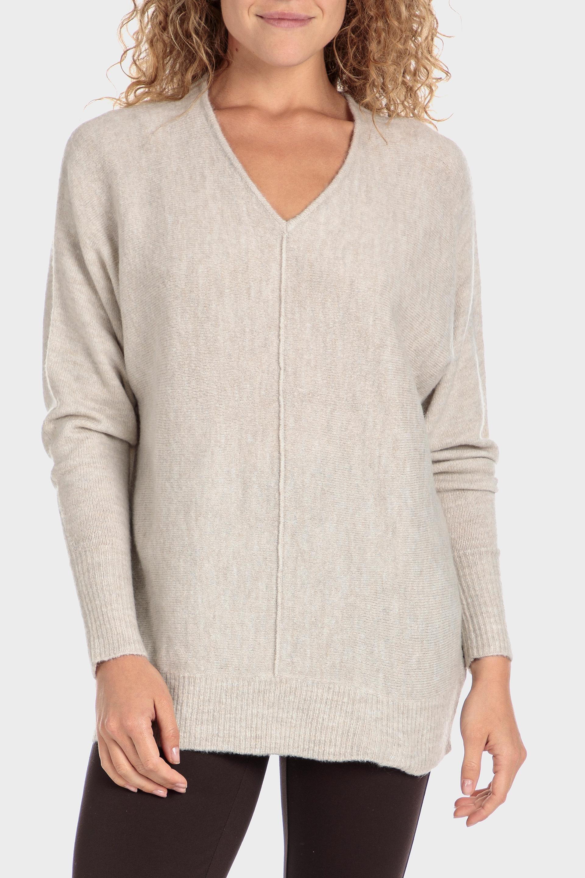 Beige V Neck Sweater, , large image number 5