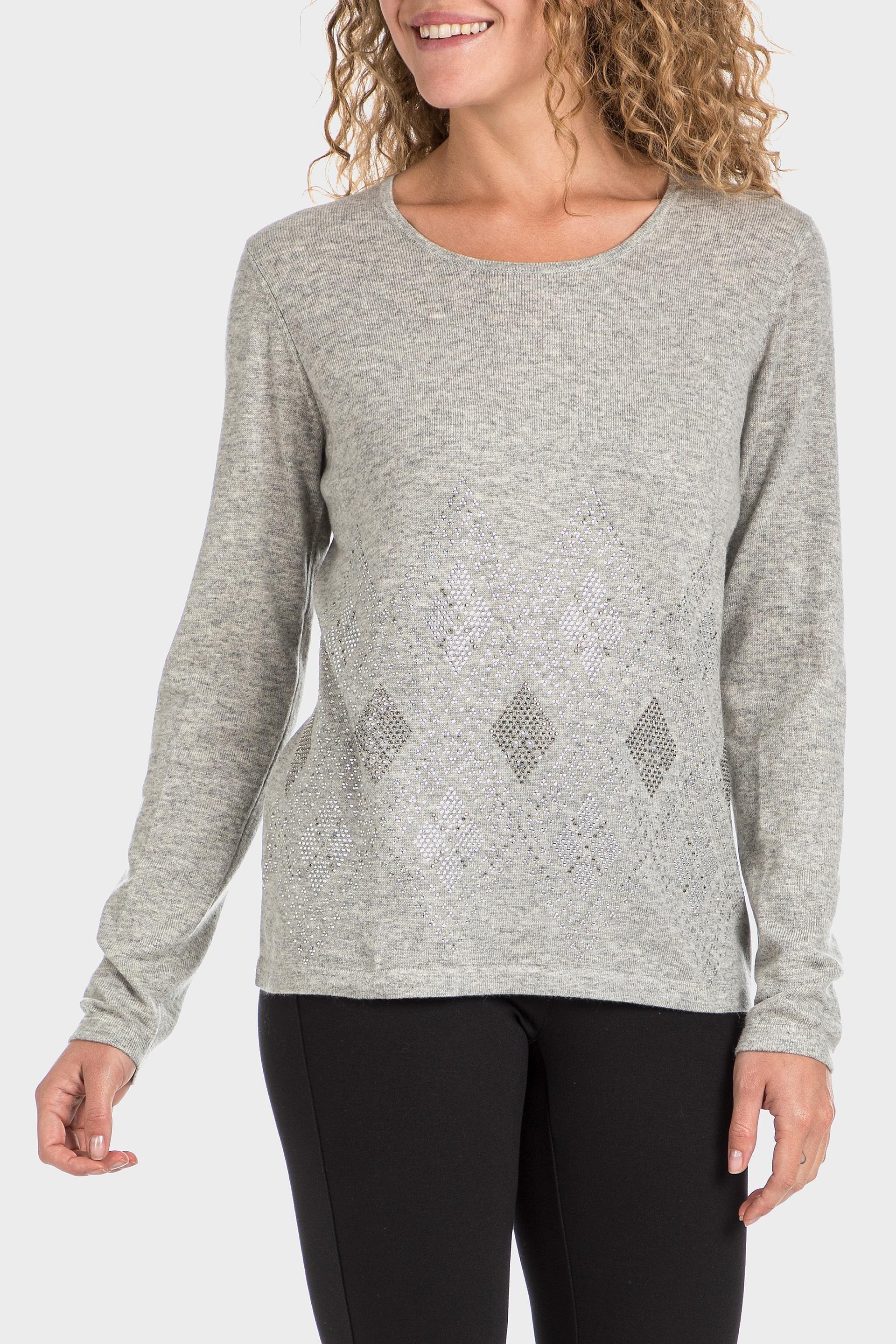 Grey Rhinestone Sweater, , large image number 0