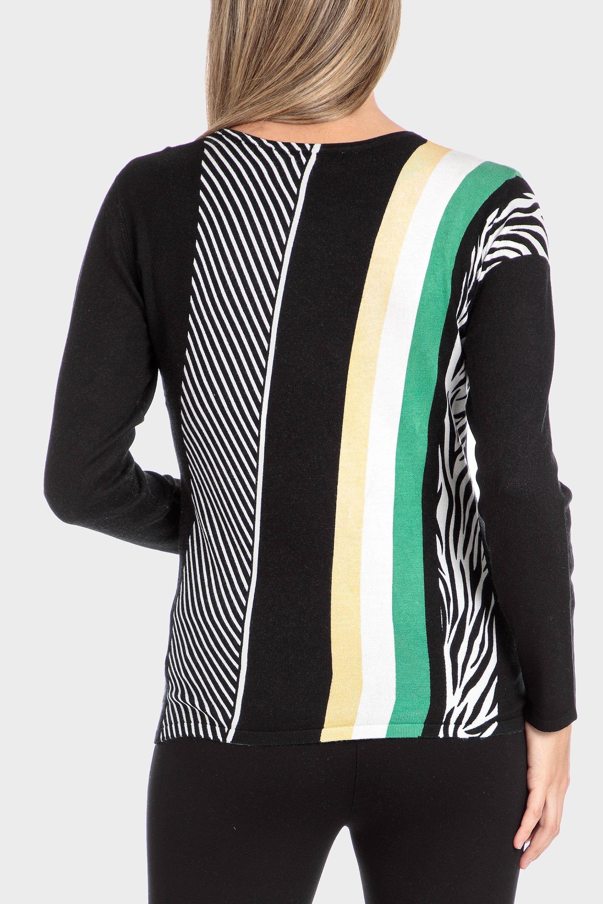 Black Printed Sweater, Black, large image number 2