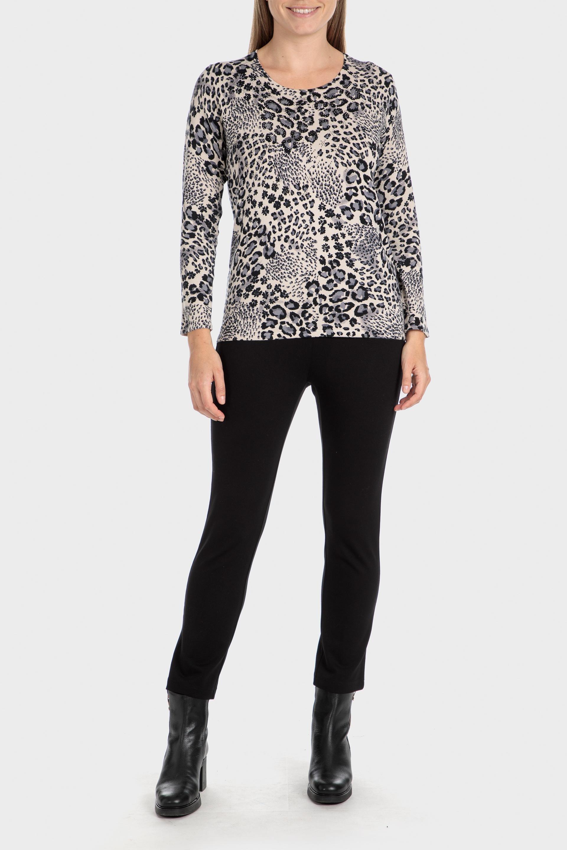Beige Animal Print Sweater, , large image number 1