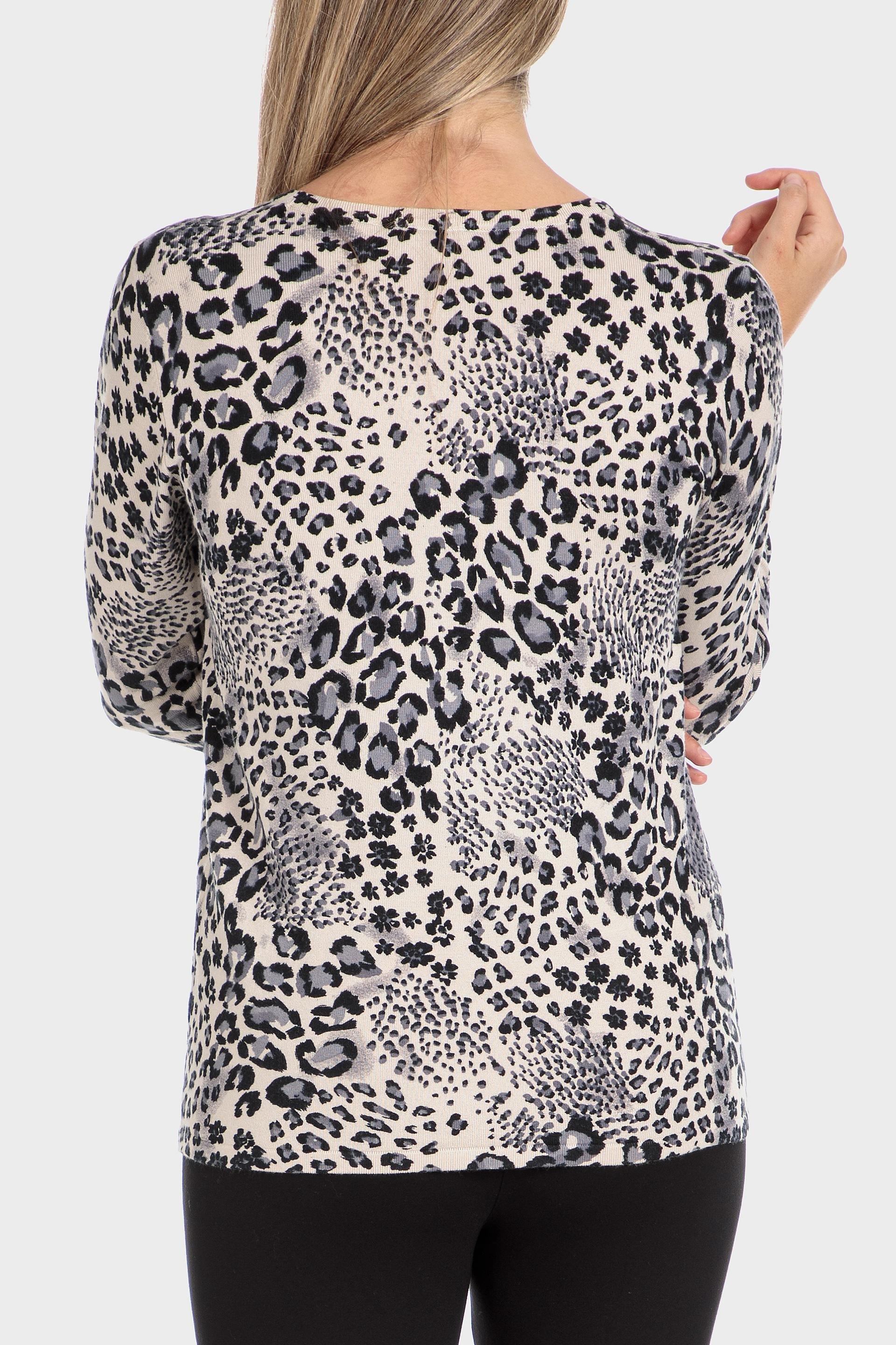 Beige Animal Print Sweater, , large image number 2