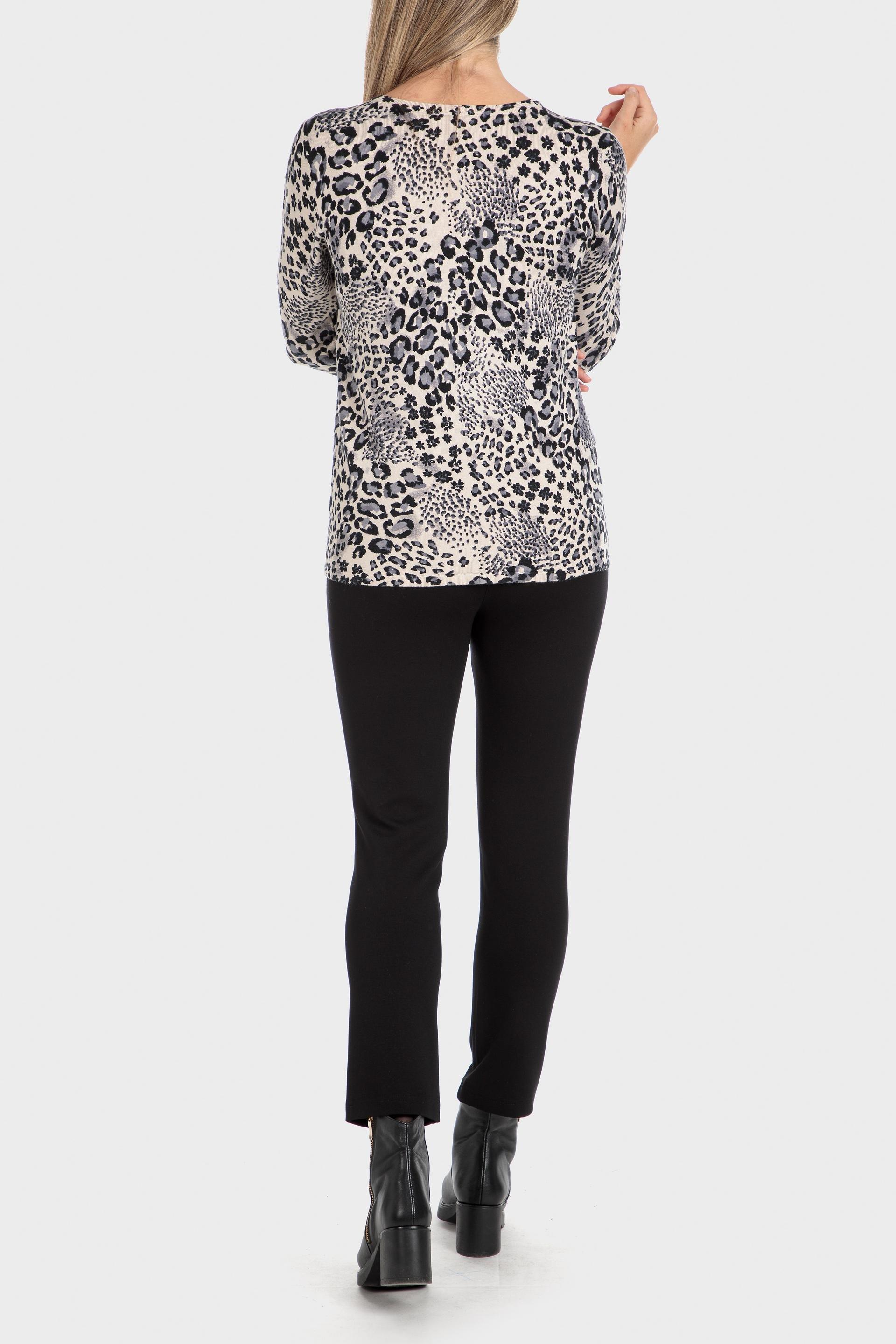 Beige Animal Print Sweater, , large image number 3