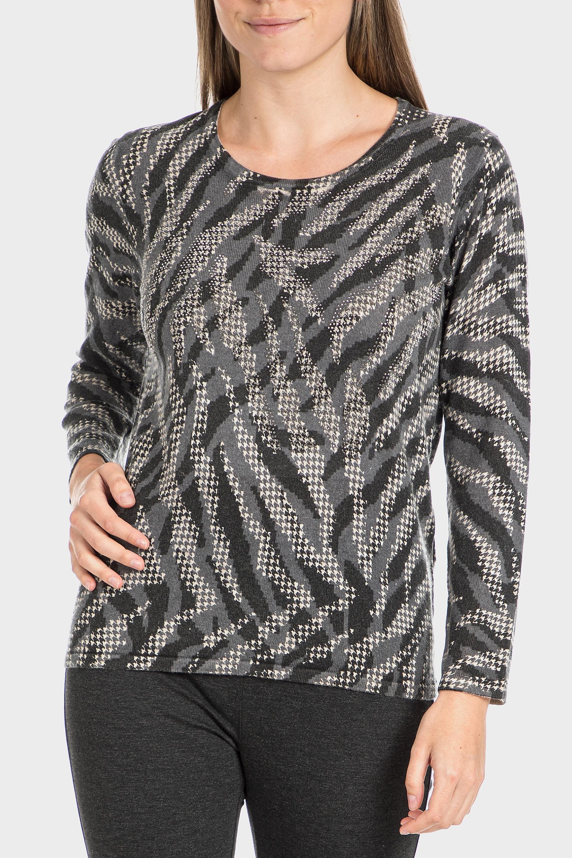 Grey Printed Sweater, , large image number 0