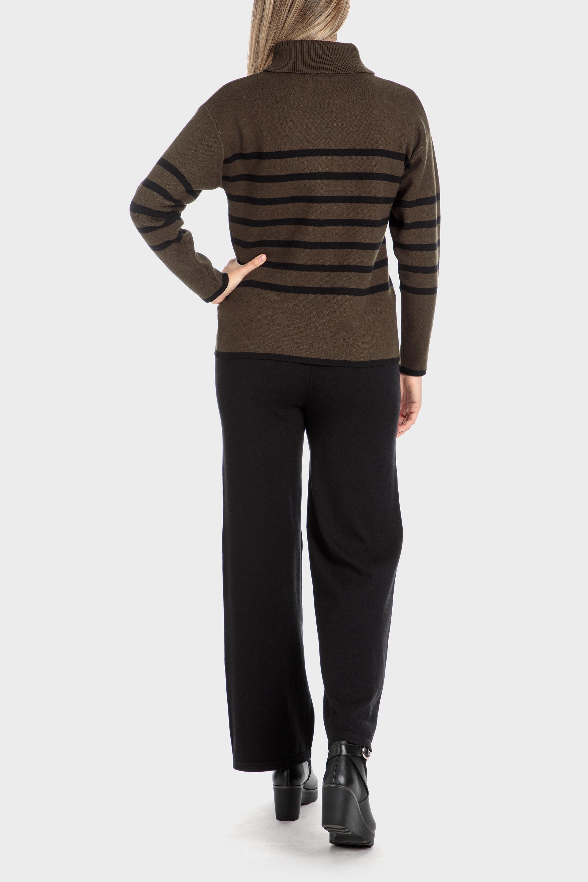 Brown Striped Turtleneck Sweater, , large image number 1