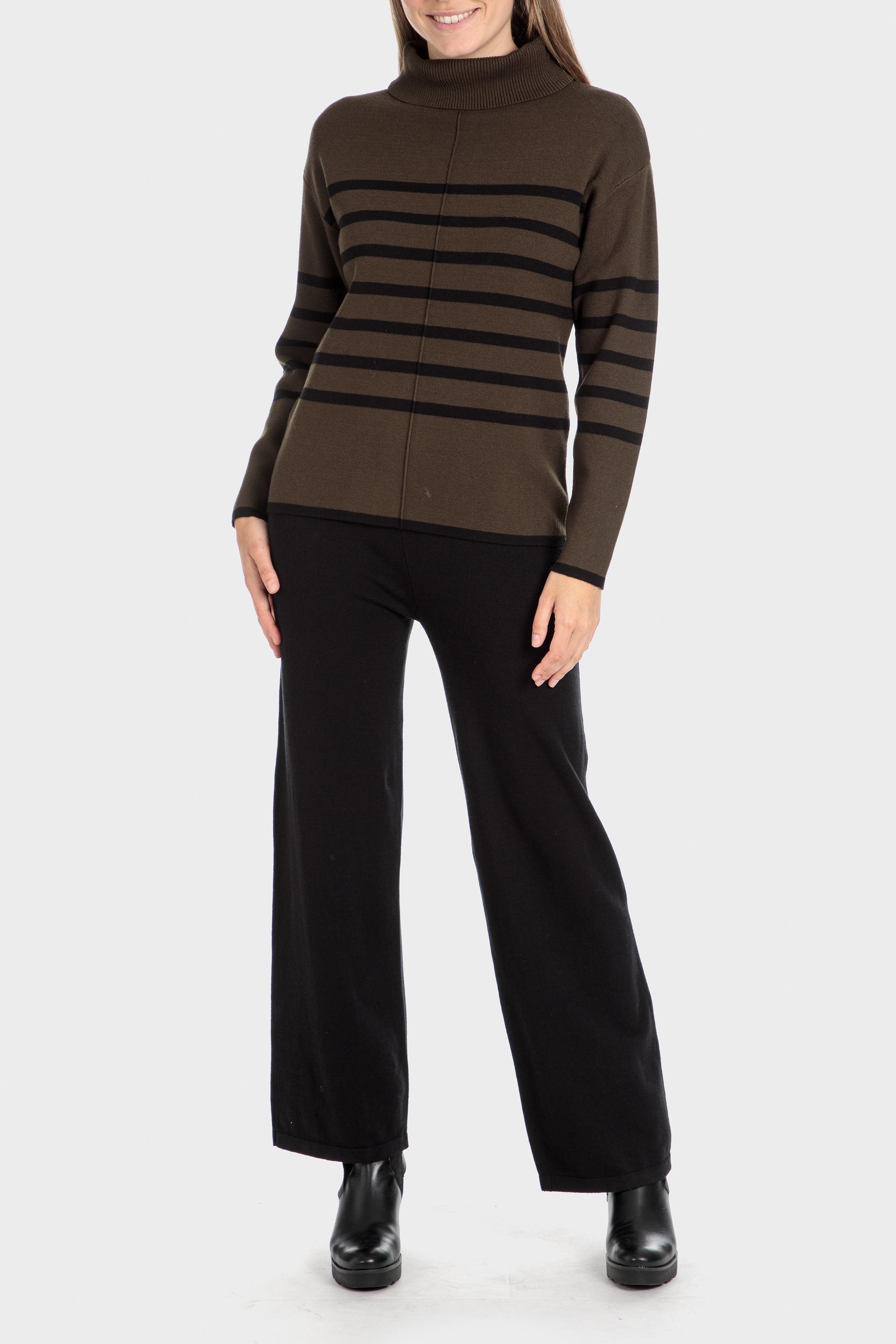 Brown Striped Turtleneck Sweater, , large image number 2