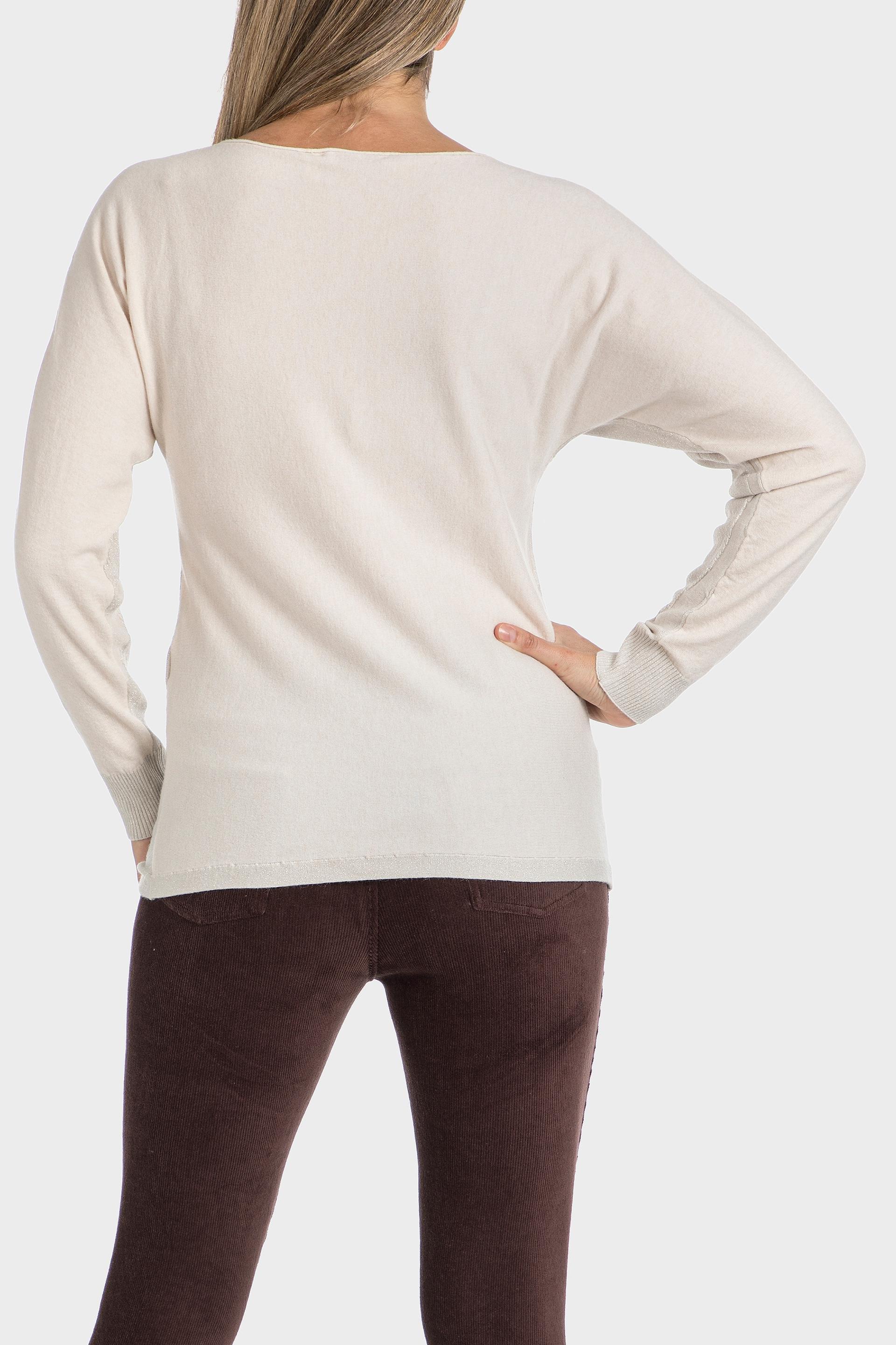 Beige Metallic Thread Sweater, , large image number 1