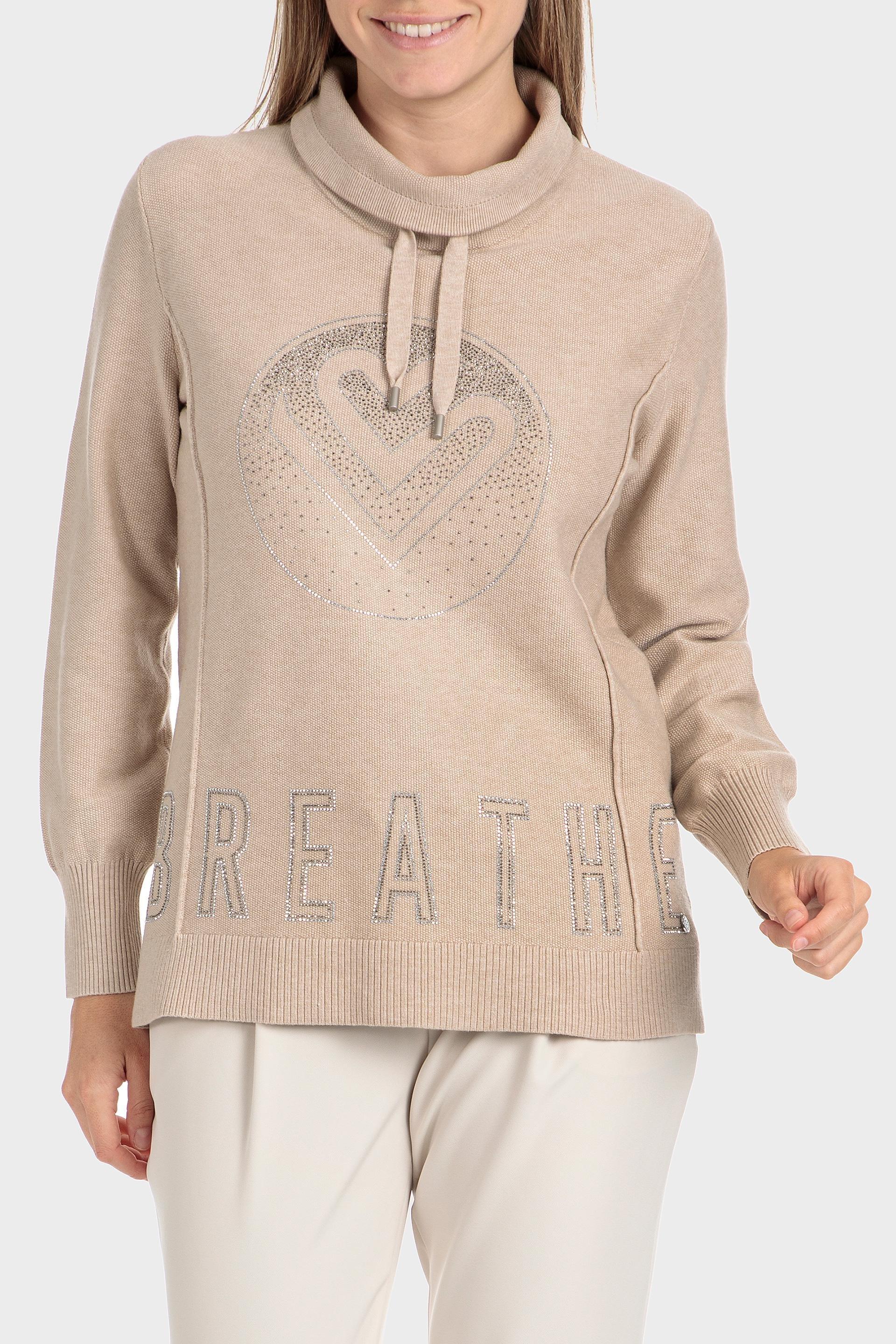 Beige Printed Sweater, , large image number 1