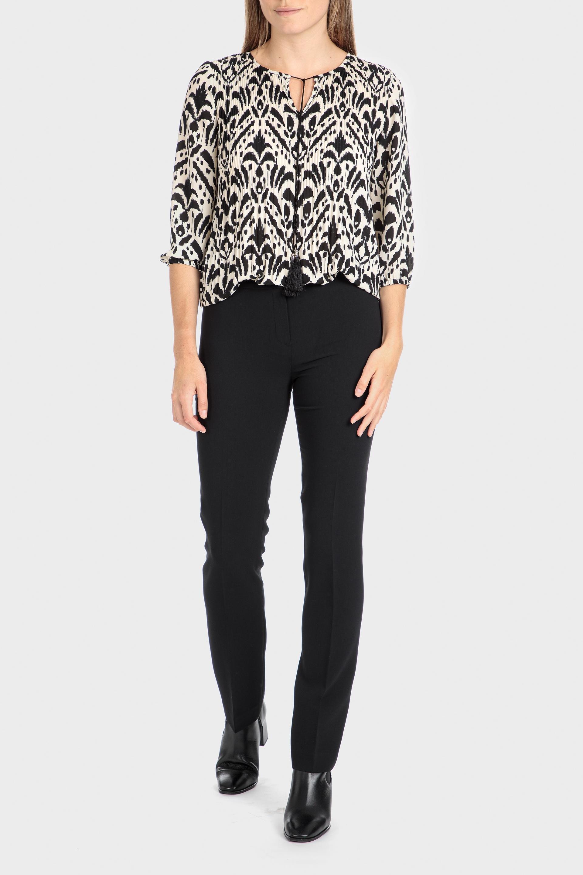Black Crepe Elastic Trousers, , large image number 1