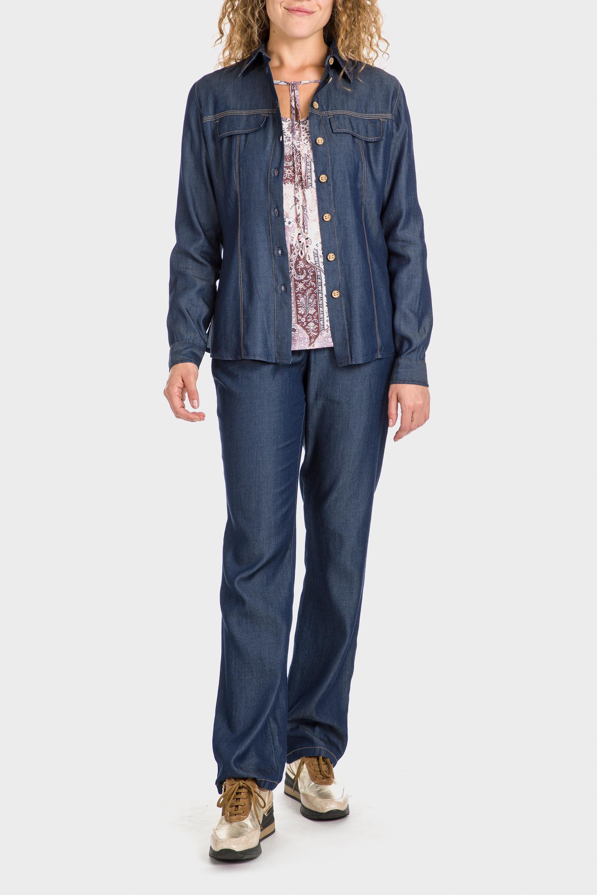 Blue Lyocell Trousers, , large image number 0