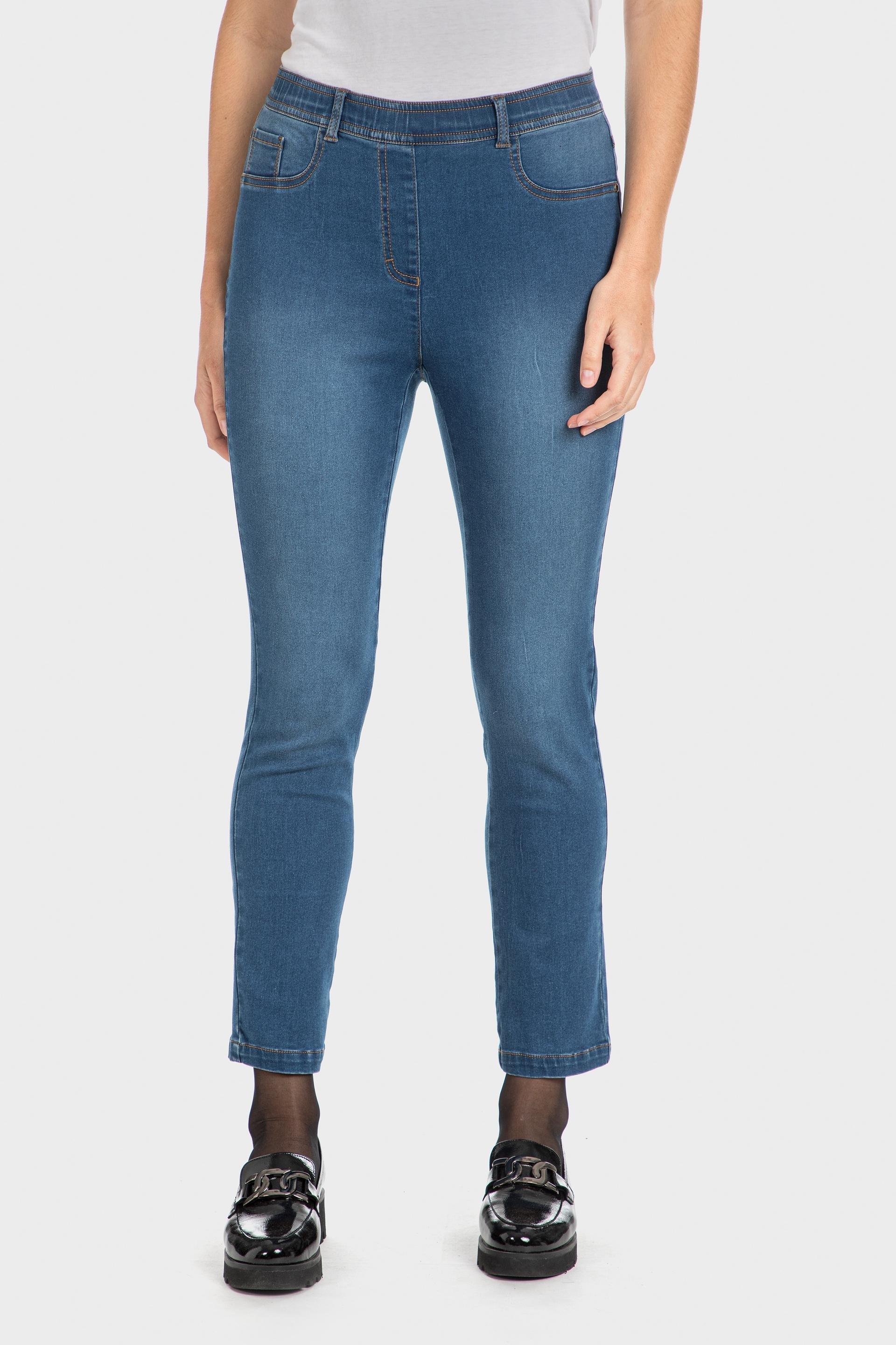 Blue Elastic Denim Trousers, , large image number 1
