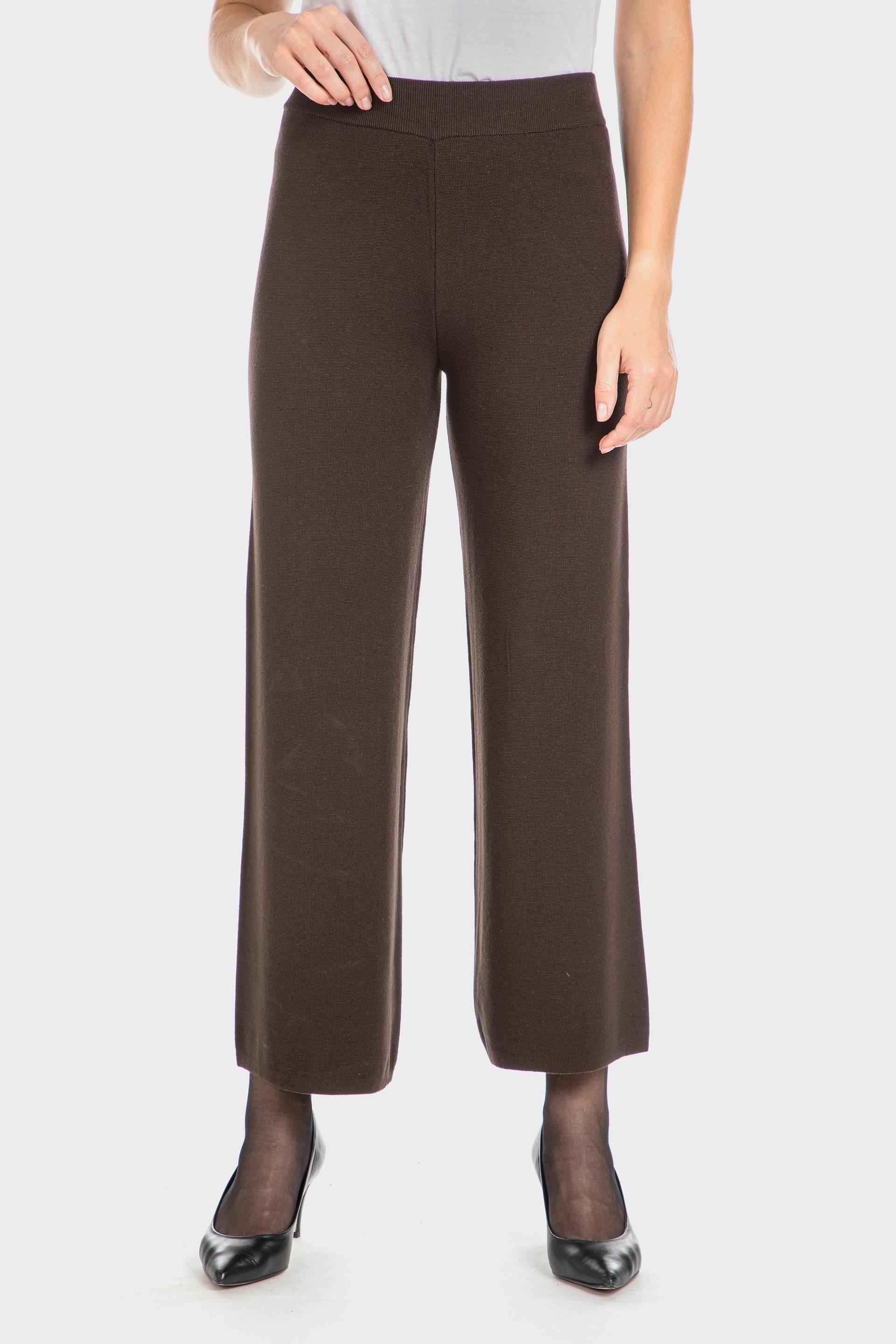 Navy Knitted Wide-Leg Trousers, , large image number 1