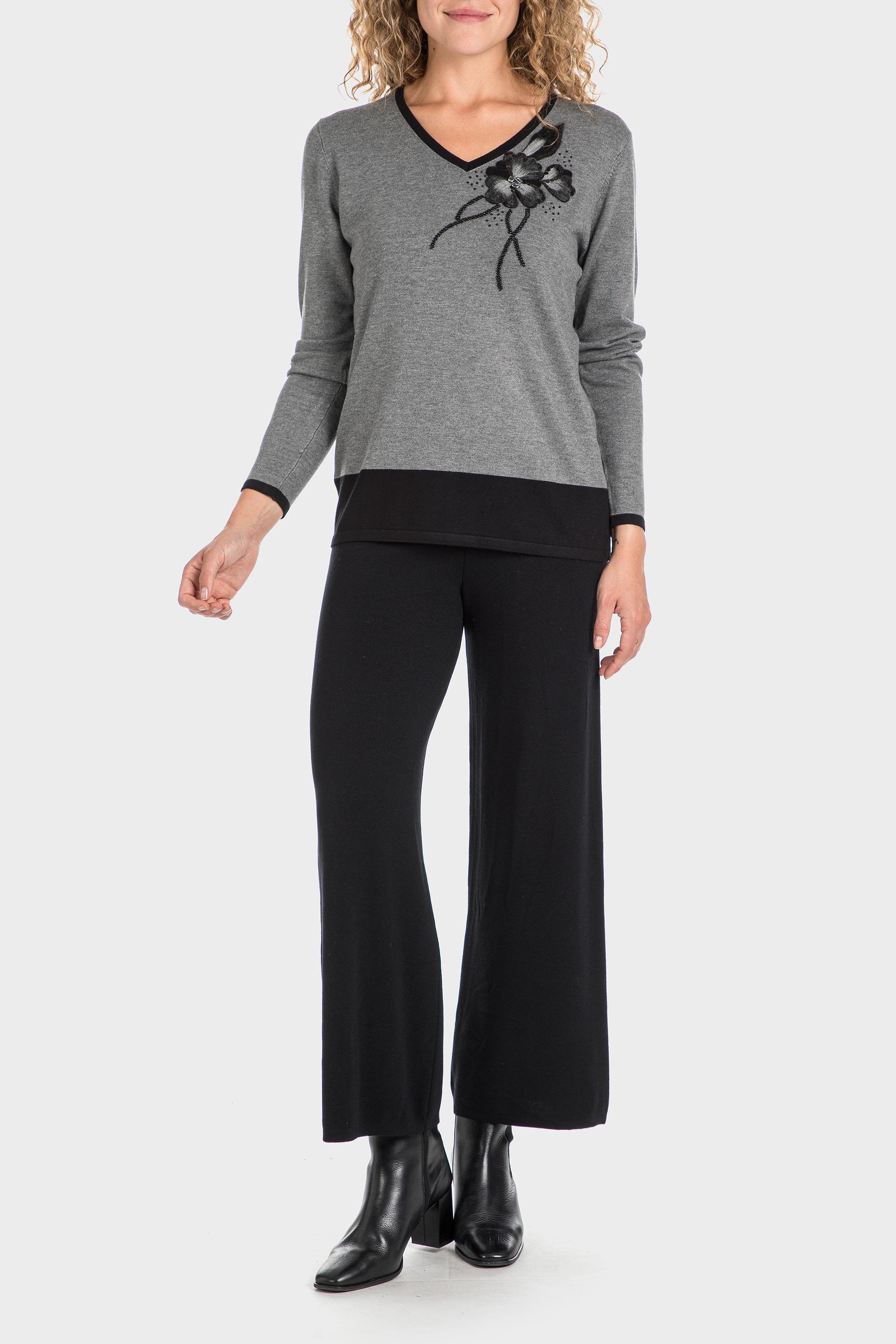 Black Knitted Wide-Leg Trousers, , large image number 0
