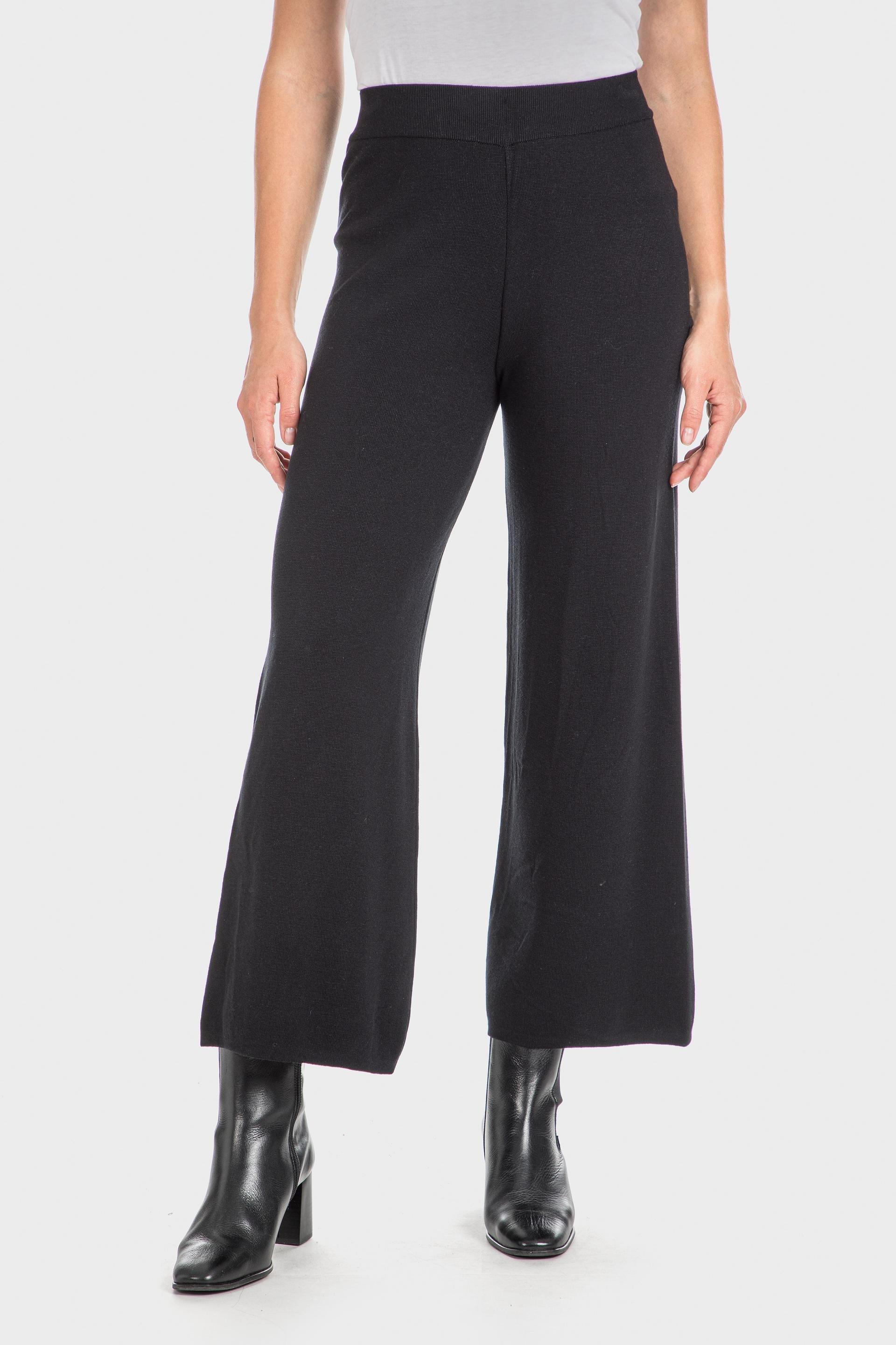 Black Knitted Wide-Leg Trousers, , large image number 1