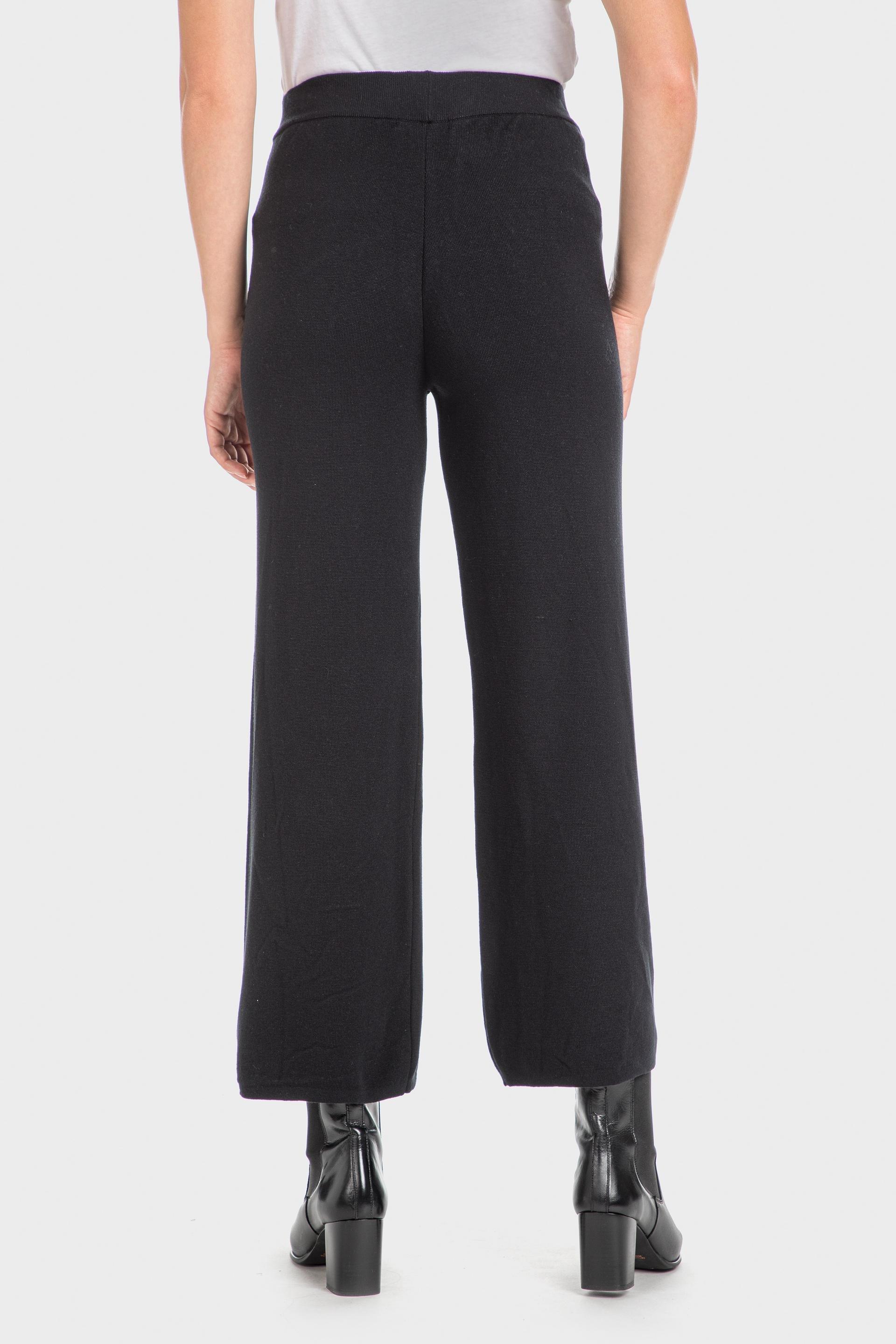Black Knitted Wide-Leg Trousers, , large image number 2