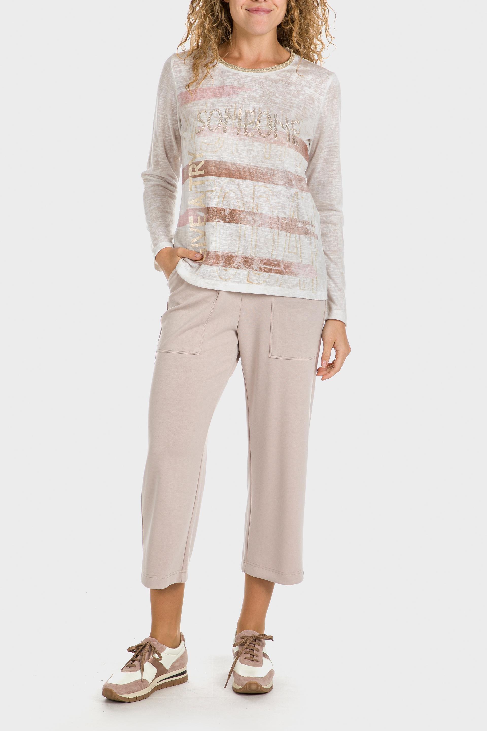 Beige Cropped Trousers, , large image number 0