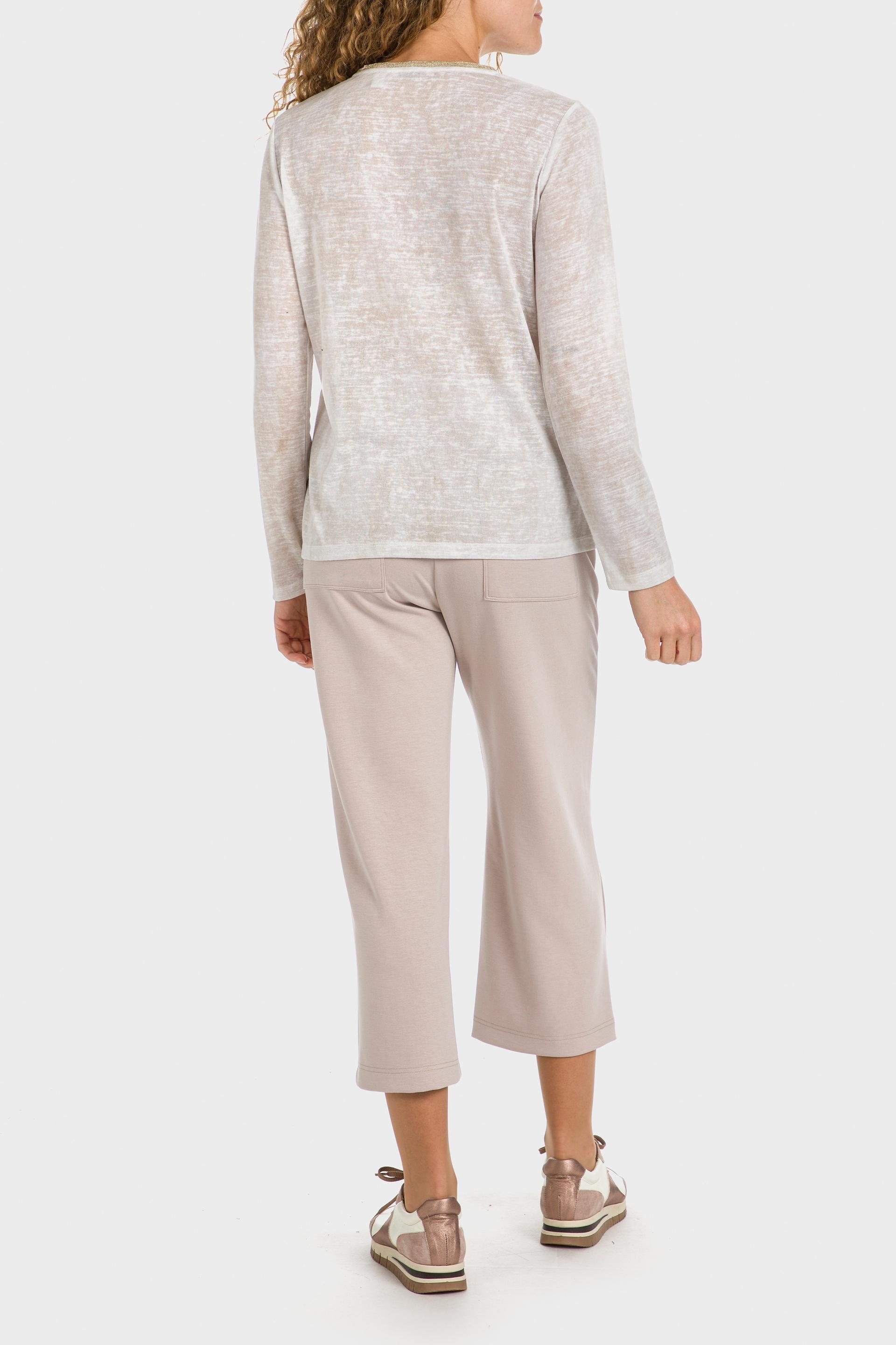 Beige Cropped Trousers, , large image number 2