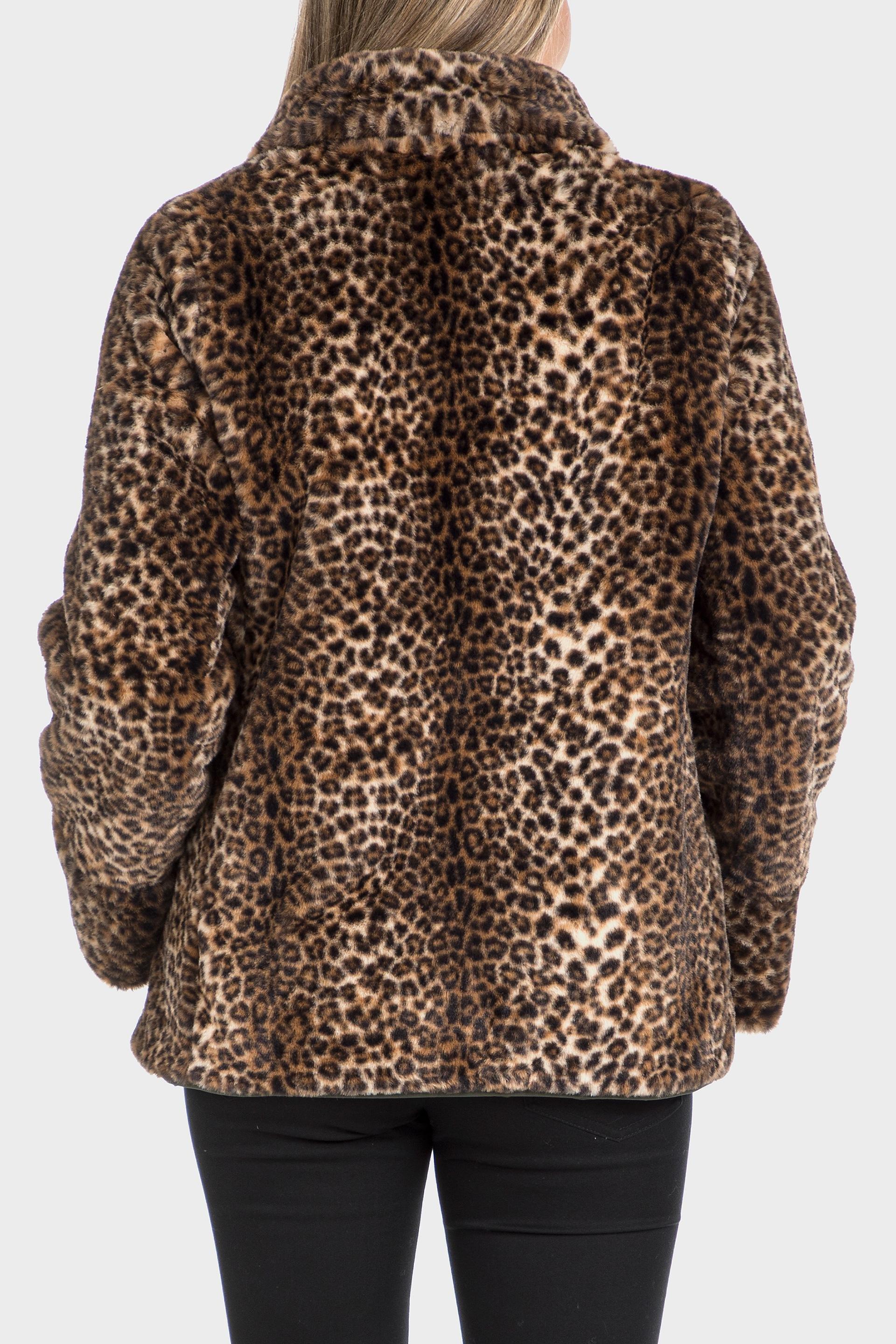 Green Reversible Fur And Animal Printed Jacket, , large image number 4